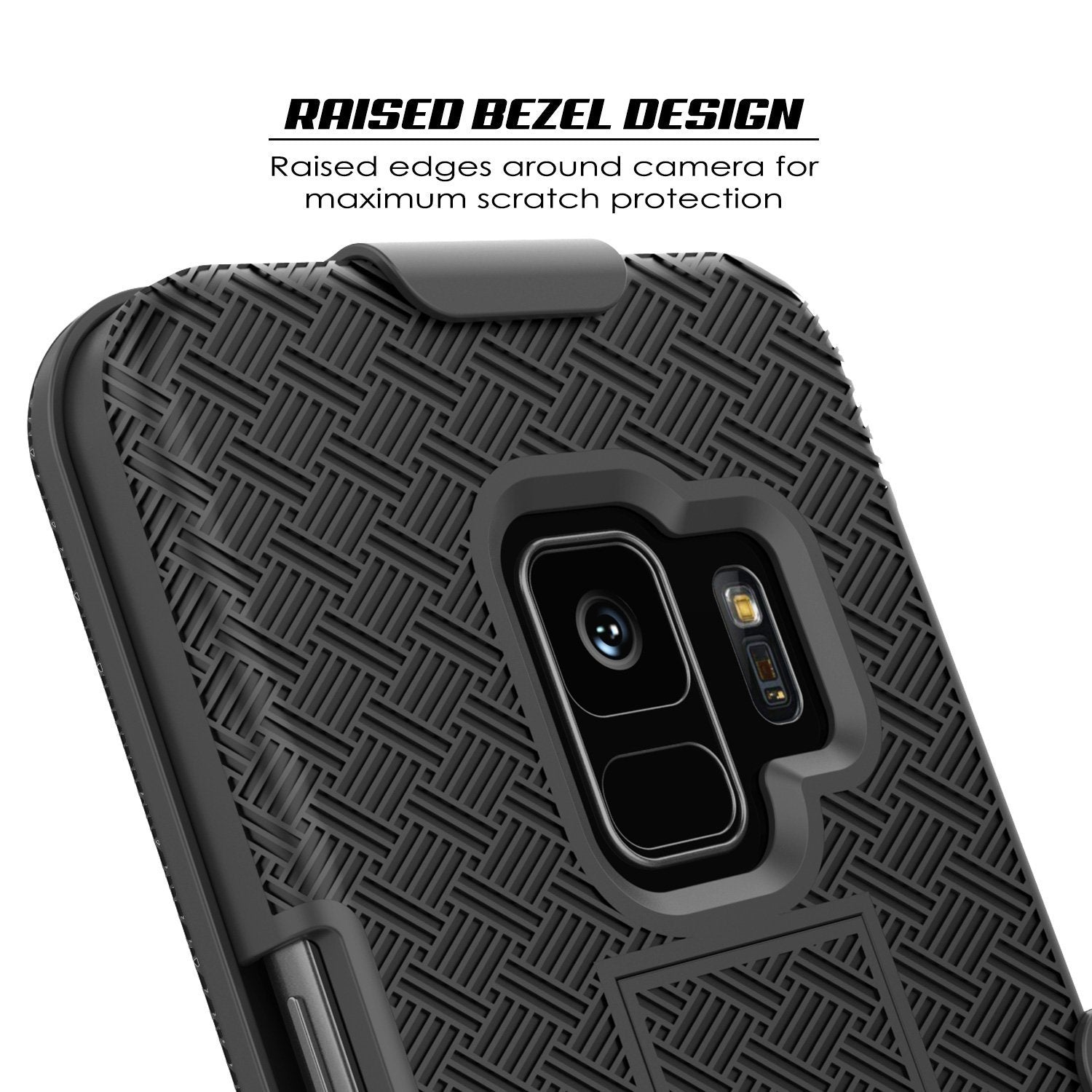 Punkcase Galaxy S9 Case With Screen Protector, Holster Belt Clip & Built-In Kickstand Non Slip Dual Layer Hybrid TPU Full Body Protection [Thin Fit] for Samsung Galaxy S9 Edge [Black]