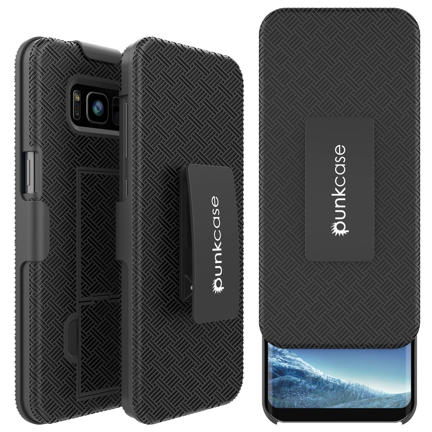 Punkcase Galaxy S8+ Plus Case, With PunkShield Glass Screen Protector, Holster Belt Clip & Built-In Kickstand Non-Slip Dual Layer Hybrid TPU Full Body Protection for Samsung S8 Plus Edge [Black]