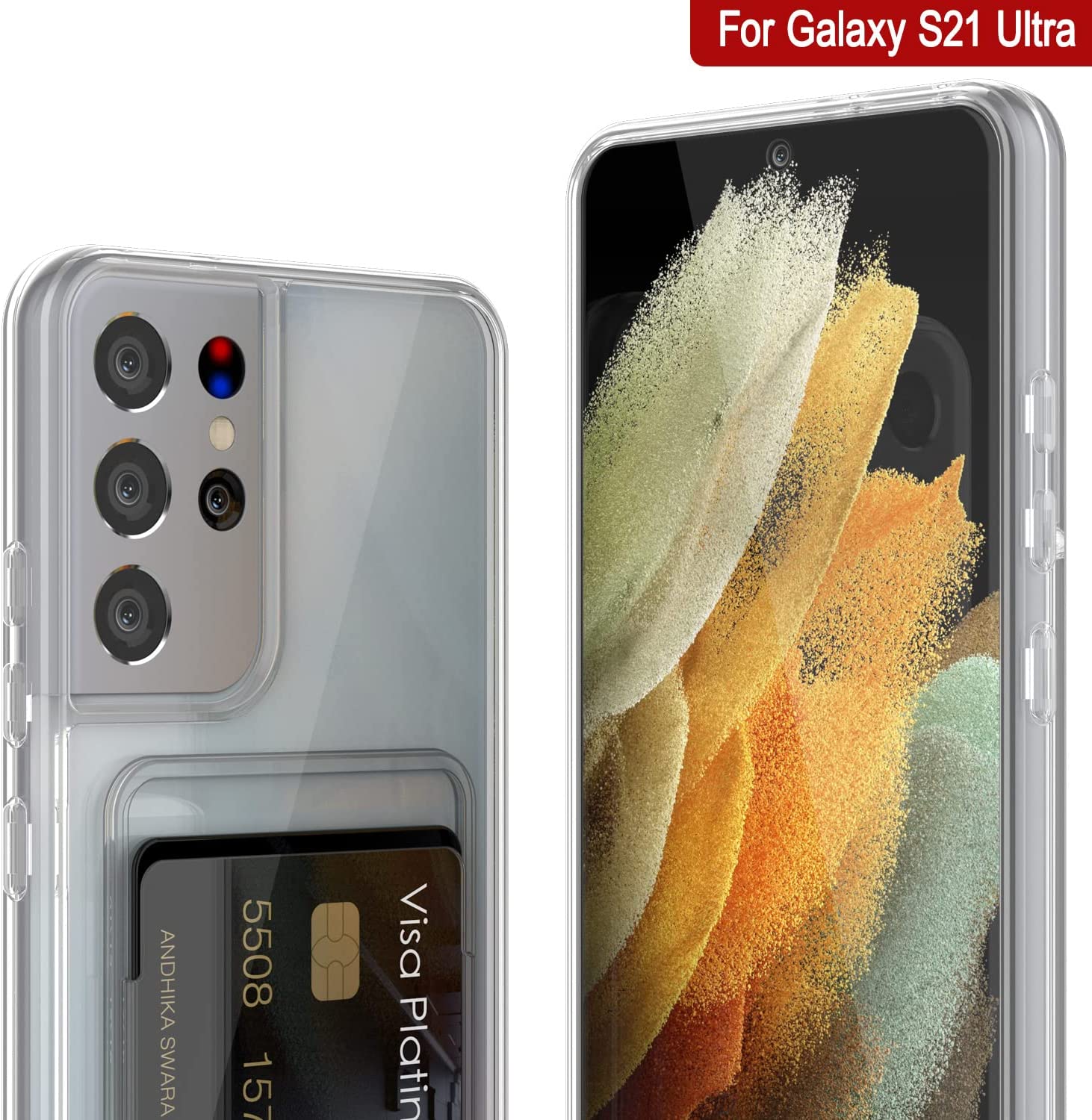 Galaxy S24 Ultra Card Holder Case [Crystal CardSlot Series] [Slim Fit] [Blue]