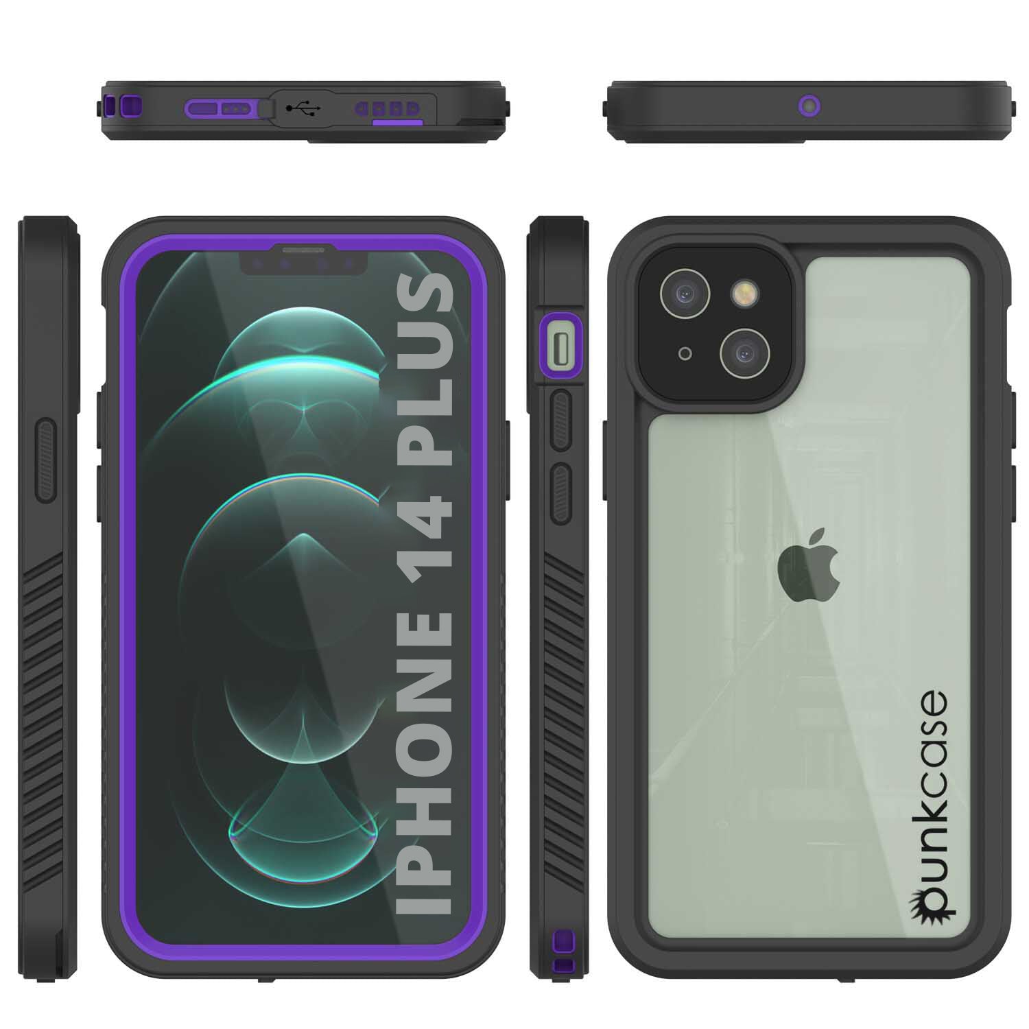 iPhone 14 Plus Waterproof Case, Punkcase [Extreme Series] Armor Cover W/ Built In Screen Protector [Purple]