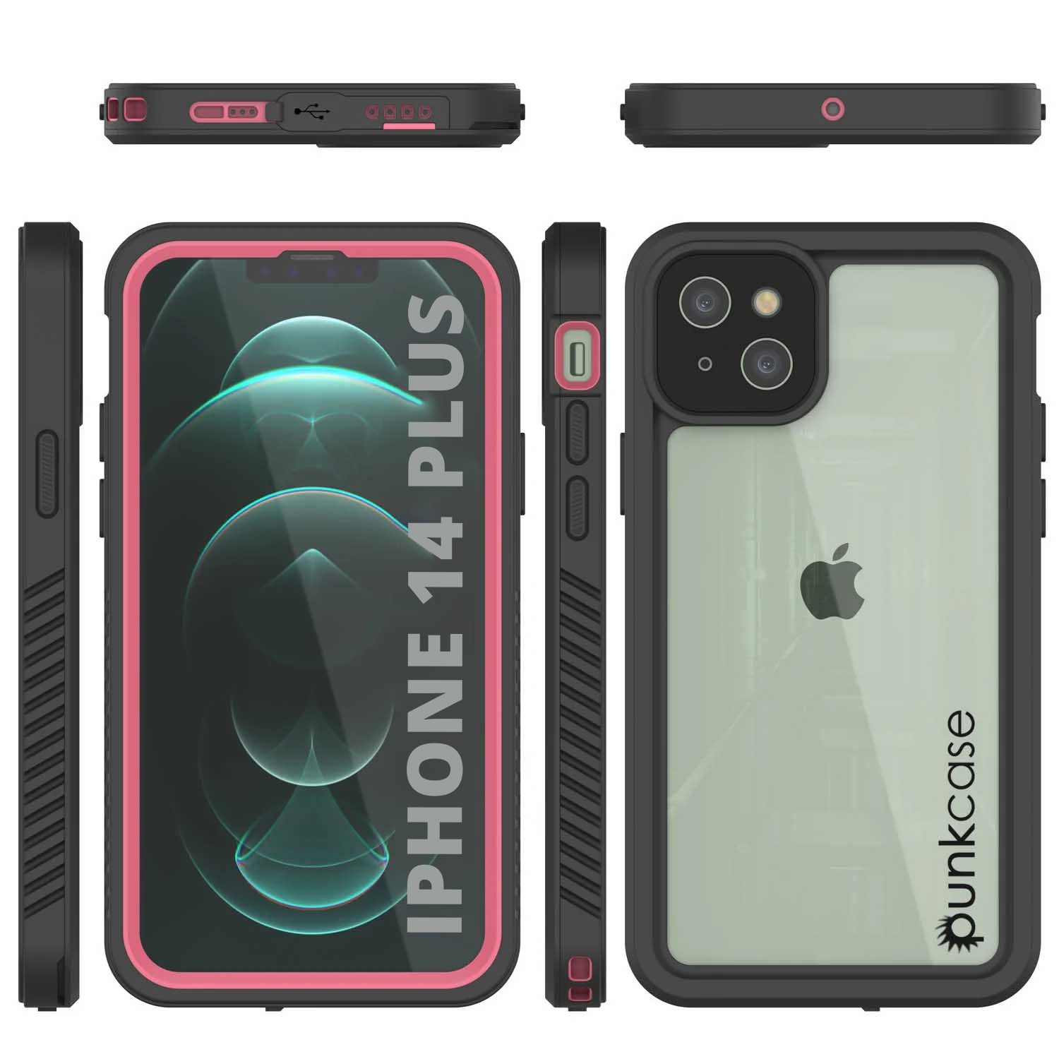 iPhone 14 Plus Waterproof Case, Punkcase [Extreme Series] Armor Cover W/ Built In Screen Protector [Pink]
