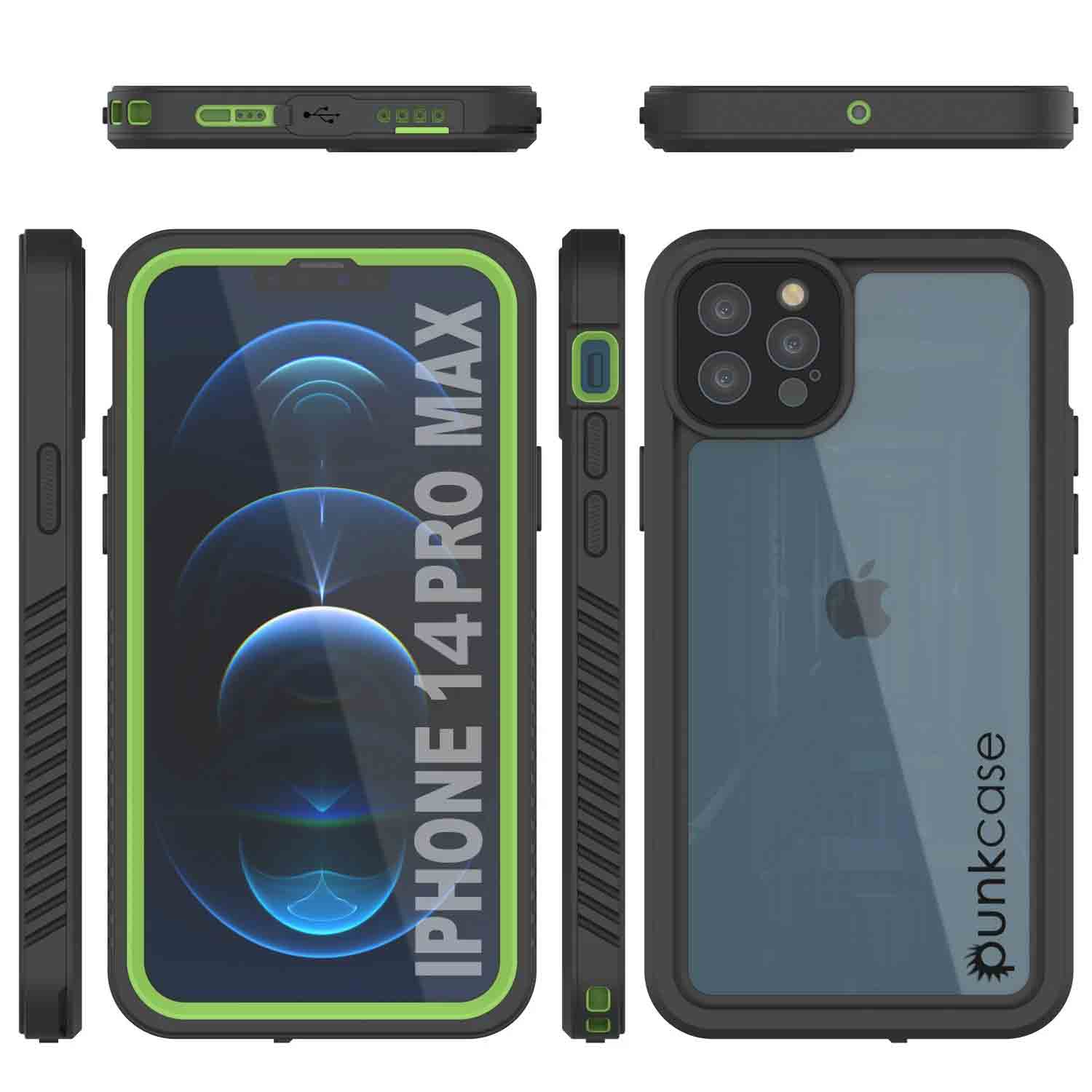 Products iPhone 14 Pro Max Waterproof Case, Punkcase [Extreme Series] Armor Cover W/ Built In Screen Protector [Light Green]