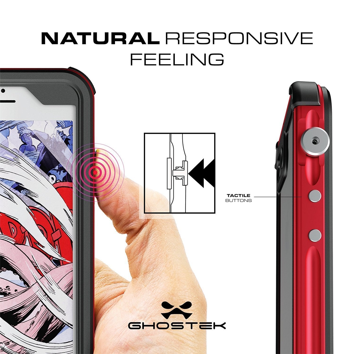 iPhone 8+ Plus Waterproof Case, Ghostek® Atomic 3.0 Black Series | Underwater | Touch-ID