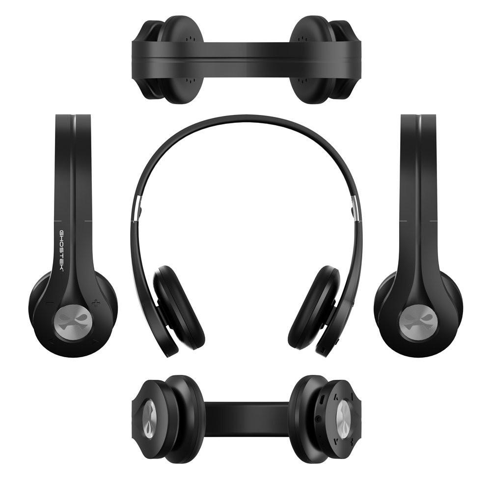 Wireless Bluetooth Headphones, Ghostek EarShot Series Over-Ear On-Ear Headset Enhanced Noise Reduction, Bluetooth 4.0, Built-in Microphone (Black)
