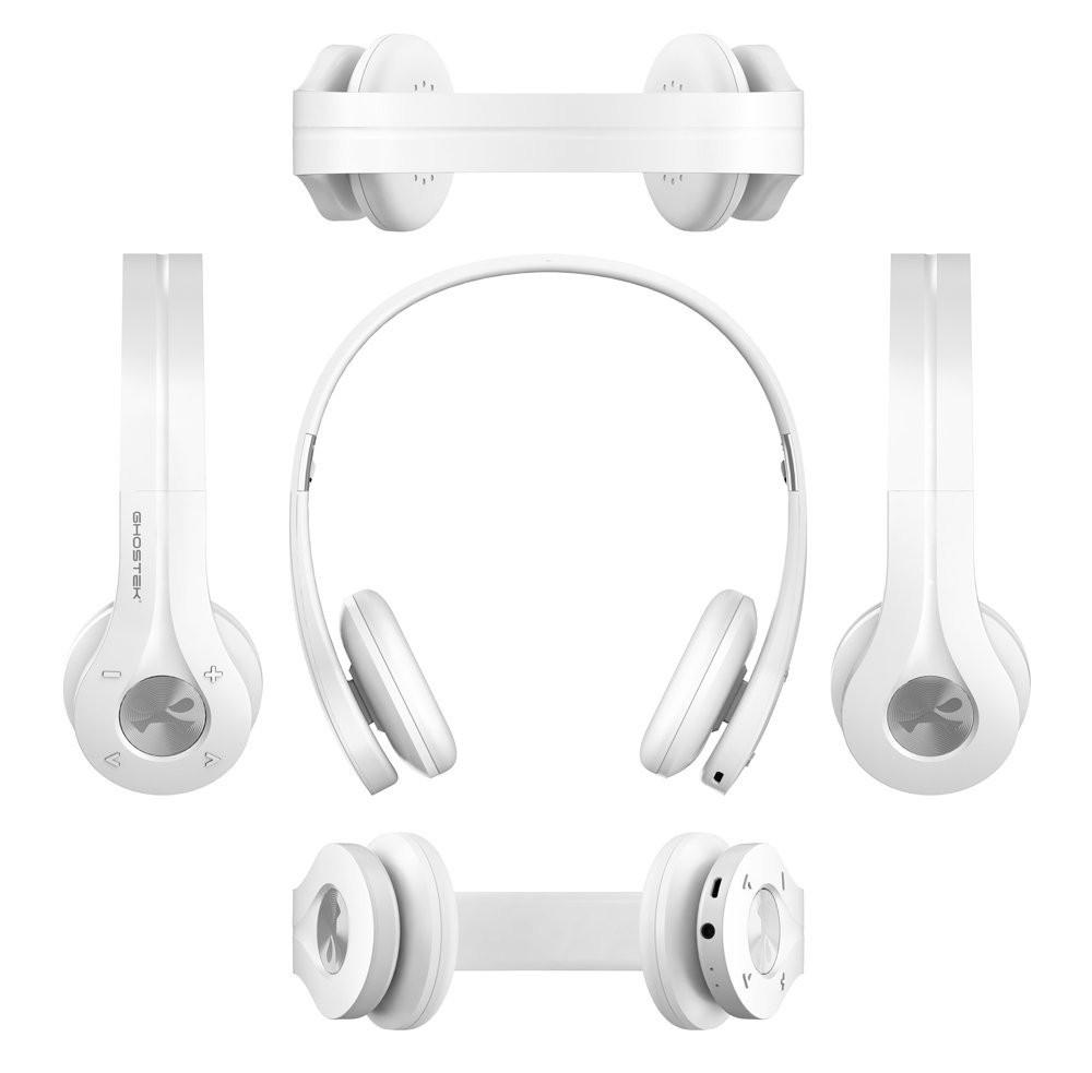 Wireless Bluetooth Headphones, Ghostek EarShot Series Over-Ear On-Ear Headset Enhanced Noise Reduction, Bluetooth 4.0, Built-in Microphone(White)
