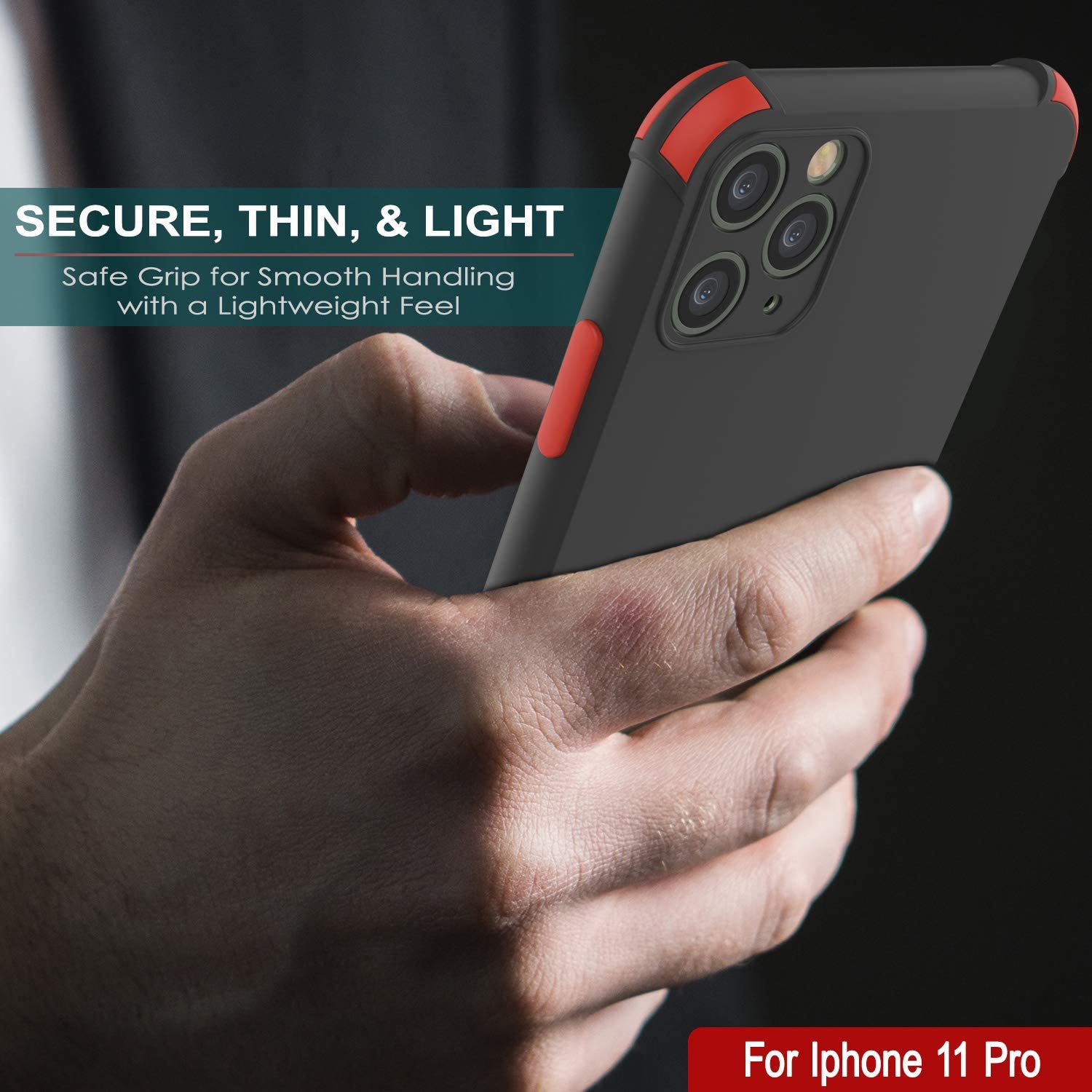 Punkcase Protective & Lightweight TPU Case [Sunshine Series] for iPhone 11 Pro [Black]
