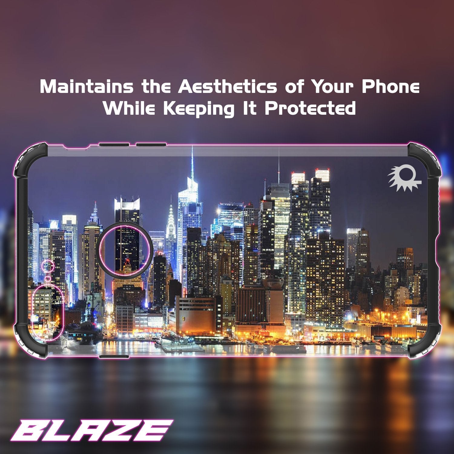 iPhone 7 PLUS Case, Punkcase [BLAZE Black SERIES] Protective Cover W/ PunkShield Screen Protector