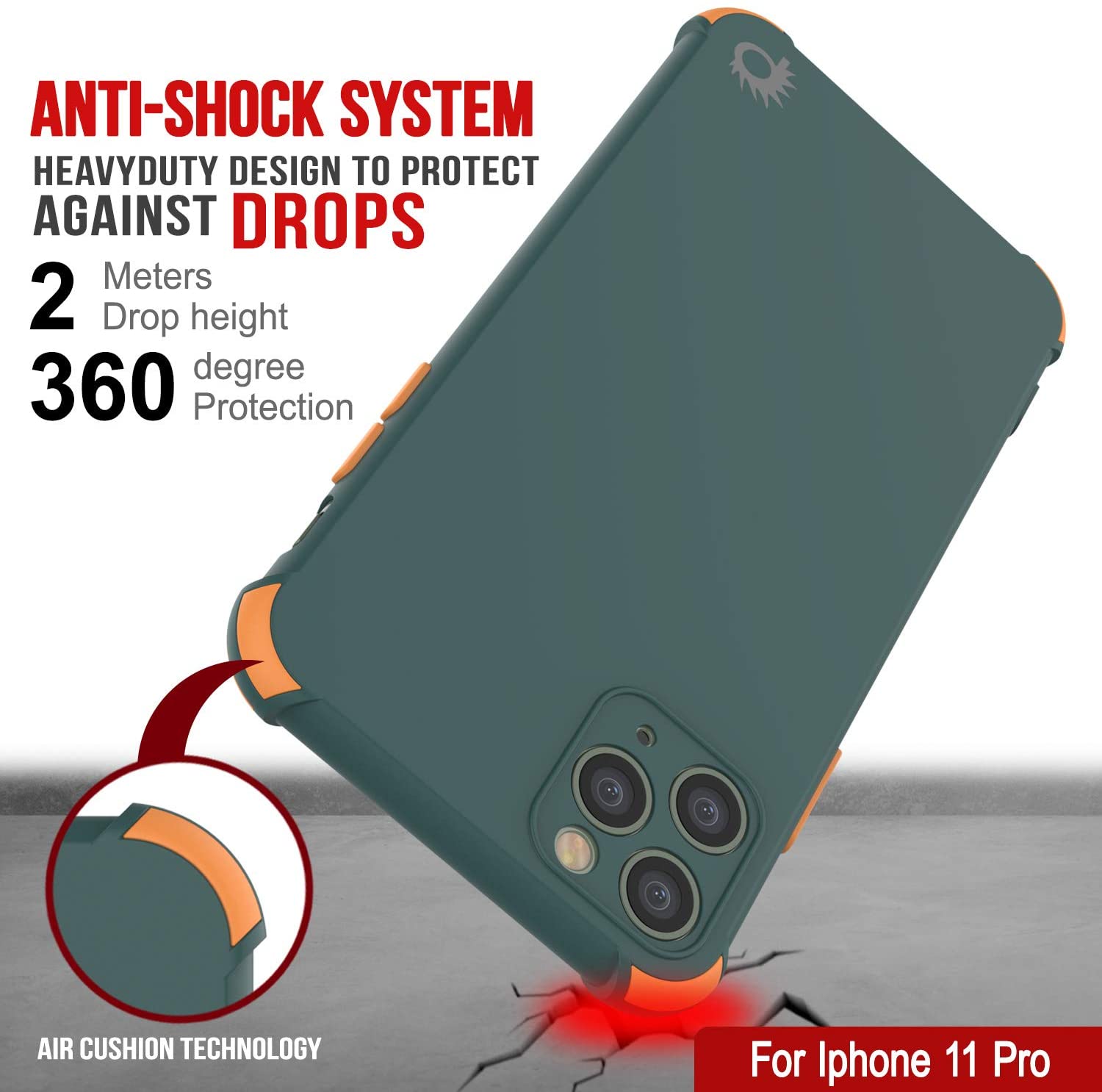 Punkcase Protective & Lightweight TPU Case [Sunshine Series] for iPhone 11 Pro [Dark Green]
