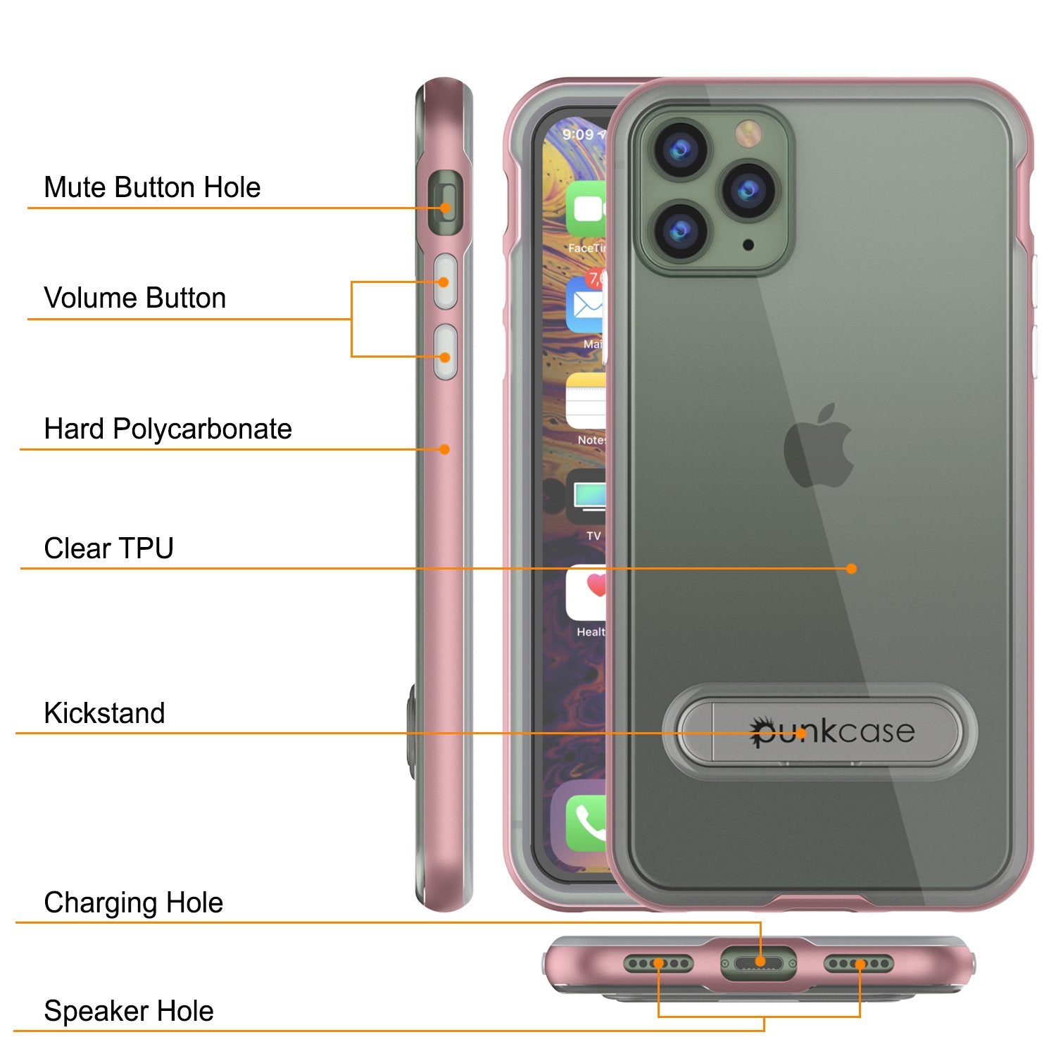iPhone 11 Pro Max Case, PUNKcase [LUCID 3.0 Series] [Slim Fit] Armor Cover w/ Integrated Screen Protector [Rose Gold]