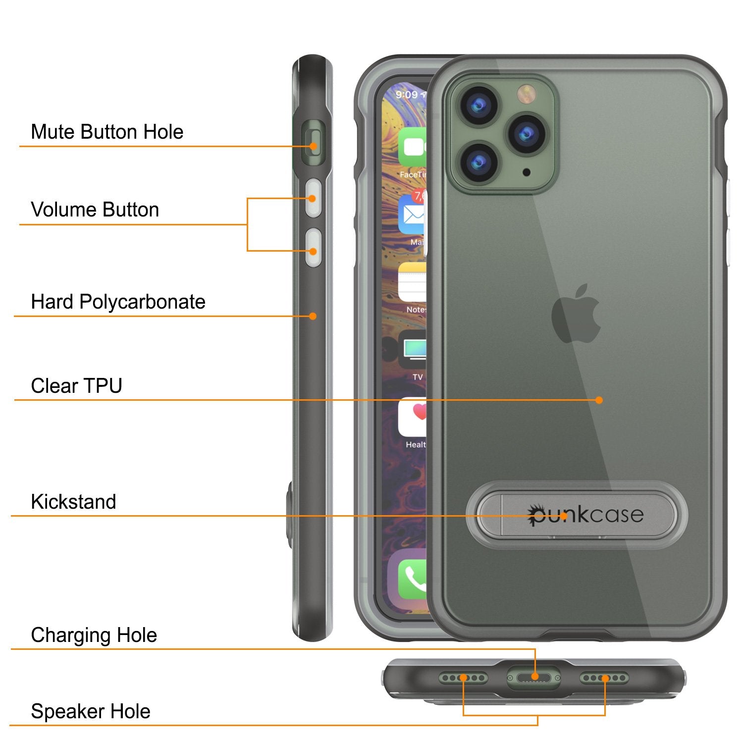 iPhone 11 Pro Max Case, PUNKcase [LUCID 3.0 Series] [Slim Fit] Armor Cover w/ Integrated Screen Protector [Grey]