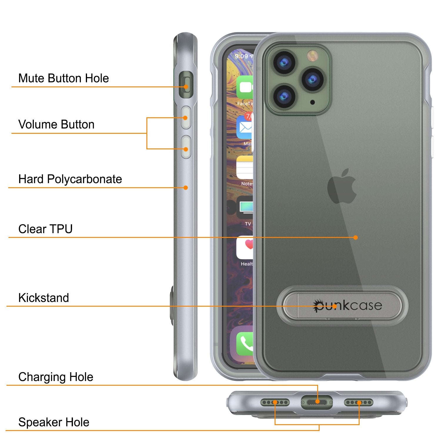 iPhone 11 Pro Case, PUNKcase [LUCID 3.0 Series] [Slim Fit] Armor Cover w/ Integrated Screen Protector [Silver]