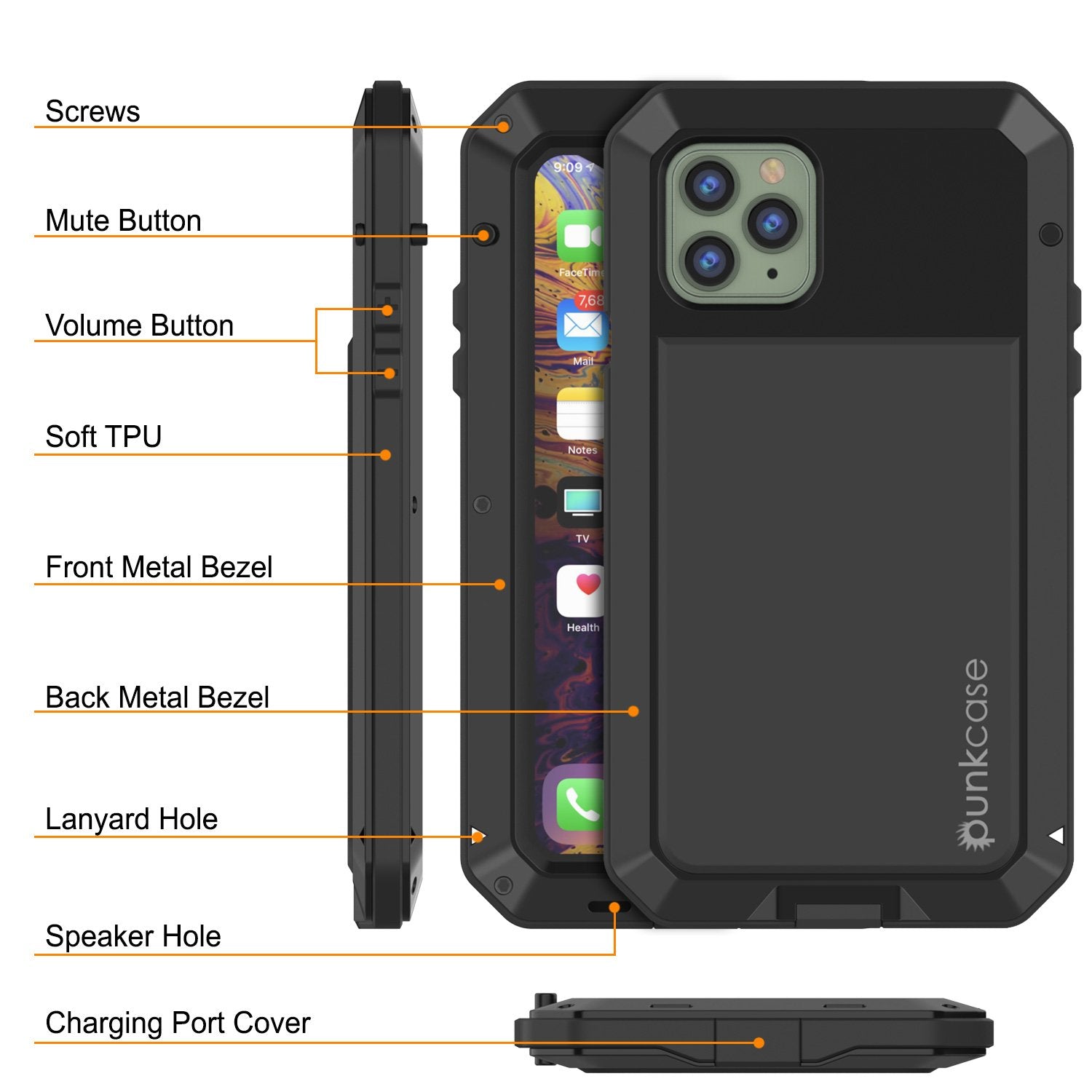 iPhone 11 Pro Max Metal Case, Heavy Duty Military Grade Armor Cover [shock proof] Full Body Hard [Black]
