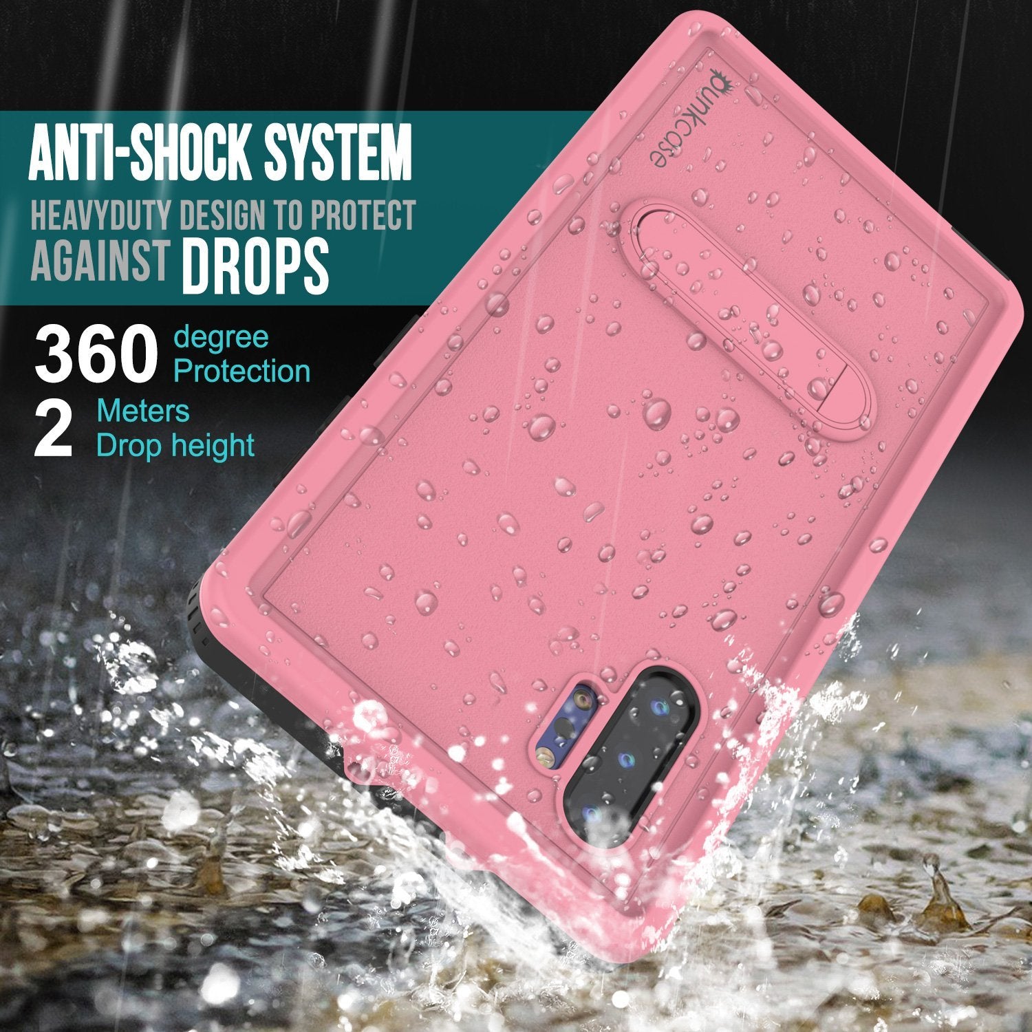 PunkCase Galaxy Note 10+ Plus Waterproof Case, [KickStud Series] Armor Cover [Pink]