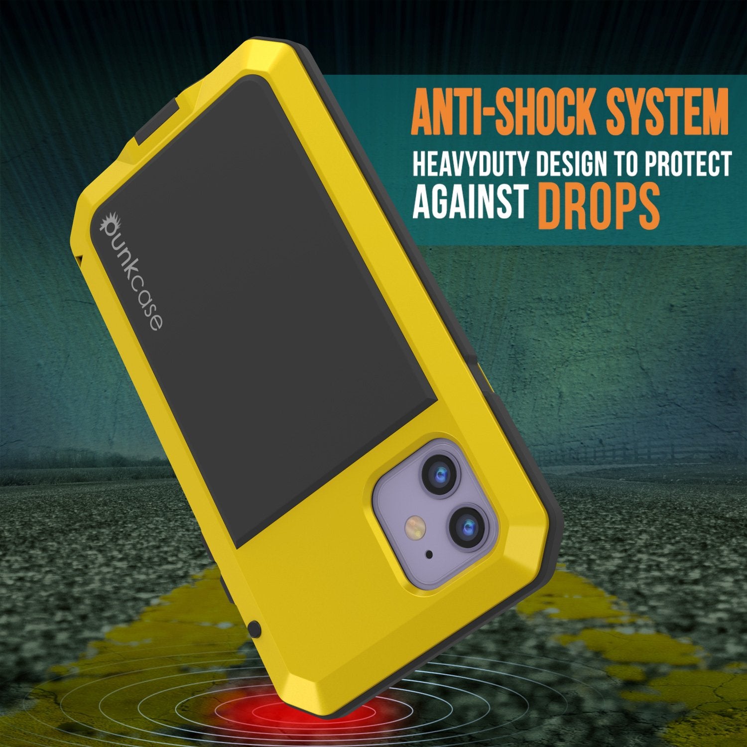 iPhone 11 Metal Case, Heavy Duty Military Grade Armor Cover [shock proof] Full Body Hard [Neon]