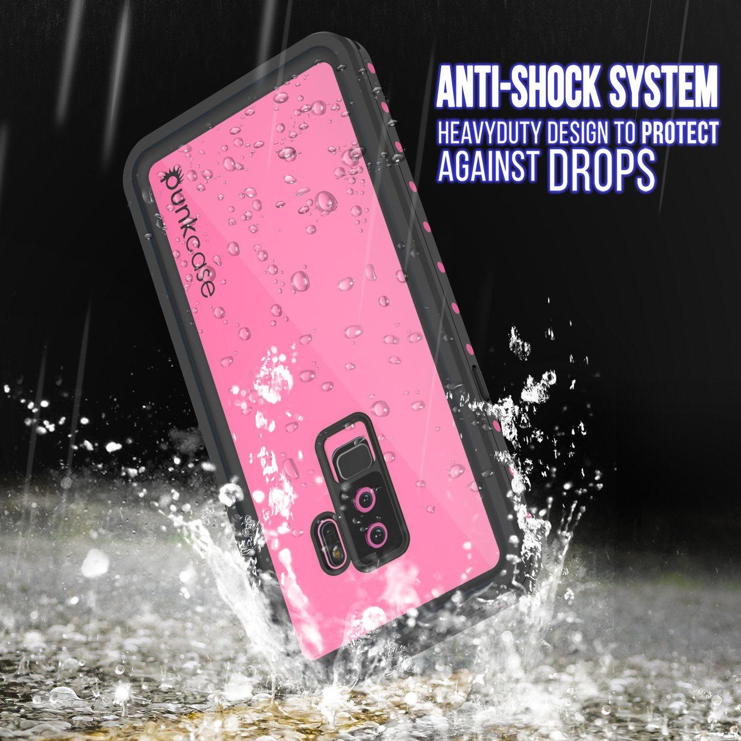 Galaxy S9 Plus Waterproof Case PunkCase StudStar Pink Thin 6.6ft Underwater IP68 Shock/Snow Proof