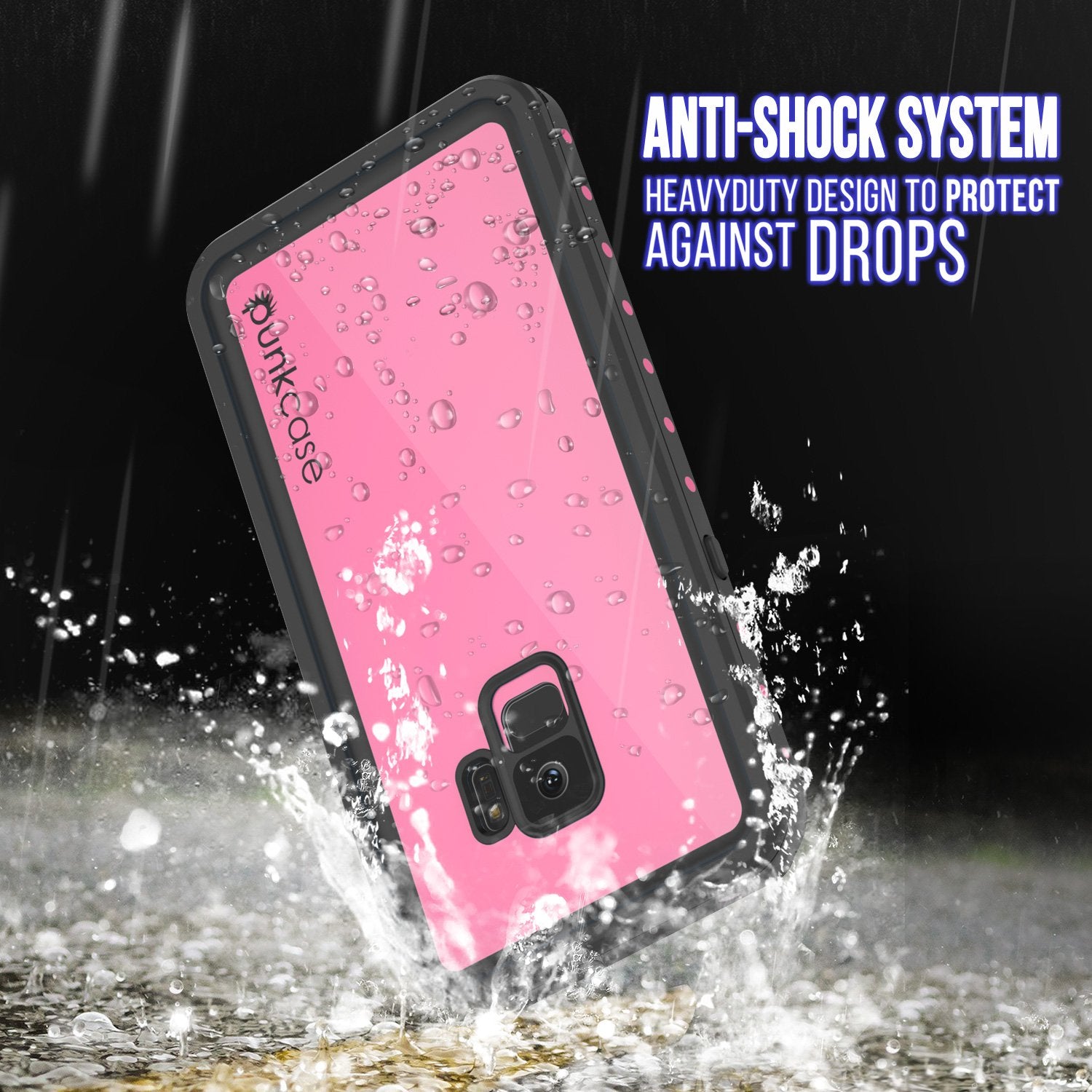 Galaxy S9 Waterproof Case PunkCase StudStar Pink Thin 6.6ft Underwater IP68 Shock/Snow Proof