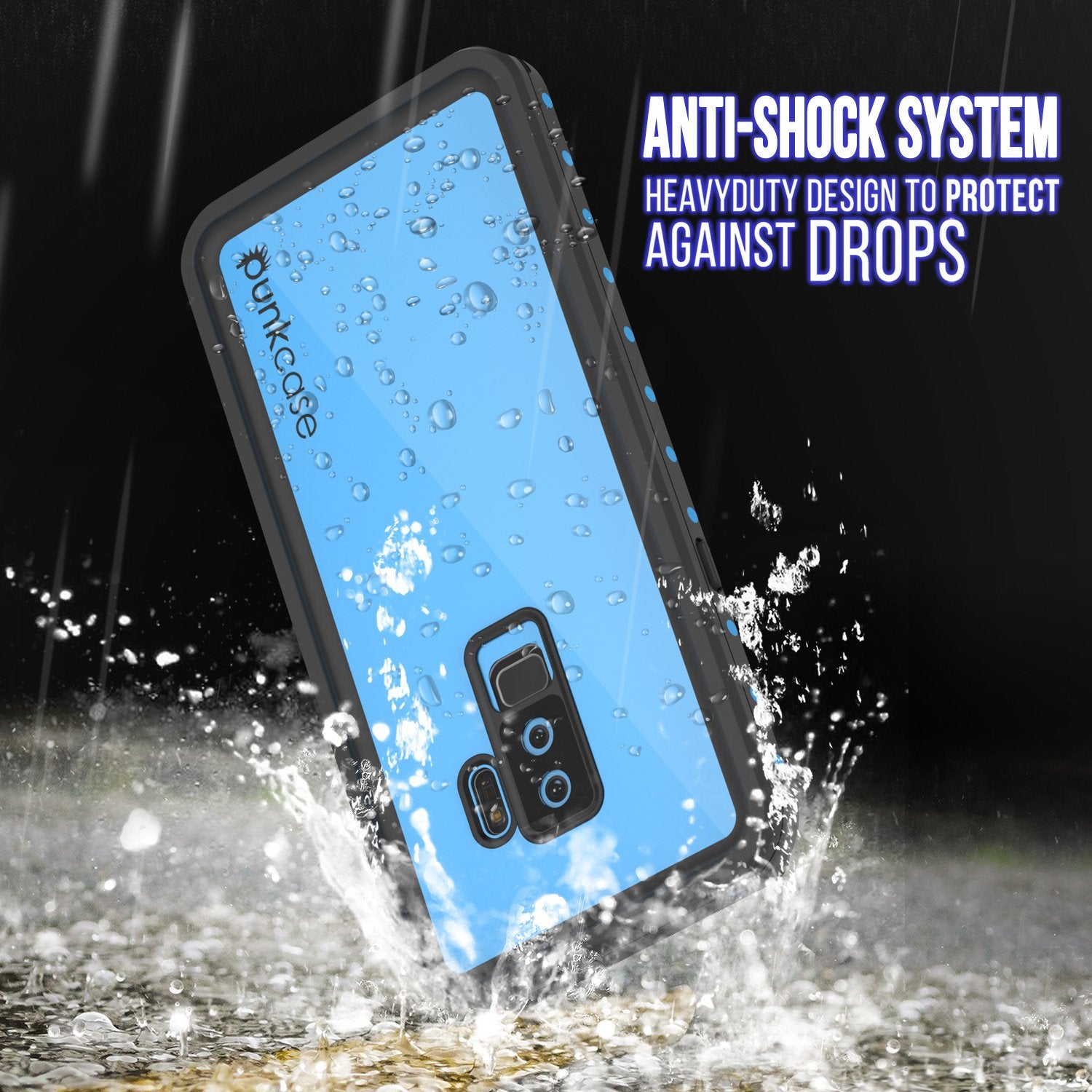 Galaxy S9 Plus Waterproof Case PunkCase StudStar Light Blue Thin 6.6ft Underwater IP68 ShockProof