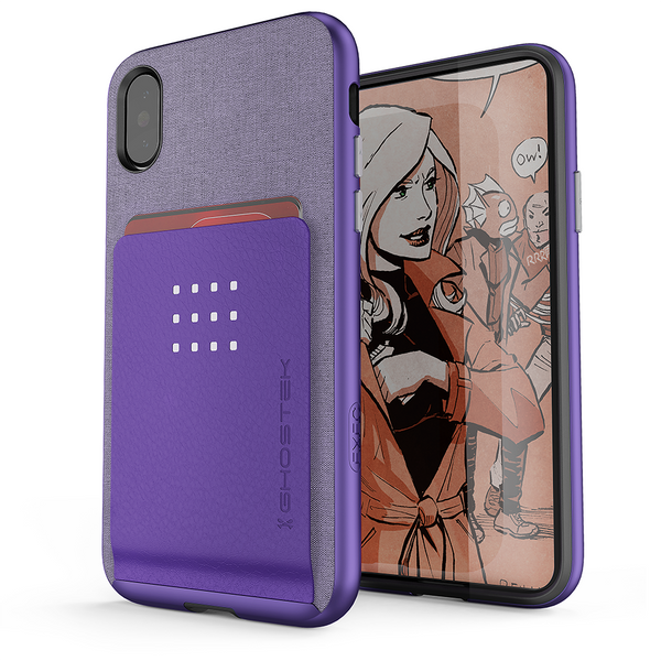 iPhone X Case, Ghostek Exec 2 Series for iPhone X / iPhone Pro Protective Wallet Case [PURPLE]