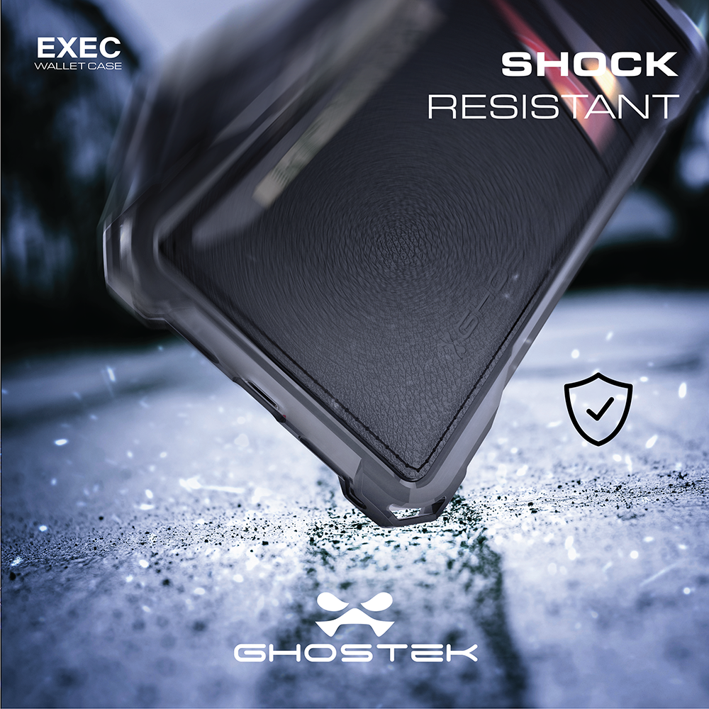 LG G6 Wallet Case, Ghostek Exec Gold Series | Slim Armor Hybrid Impact Bumper | TPU PU Leather Credit Card Slot Holder Sleeve Cover