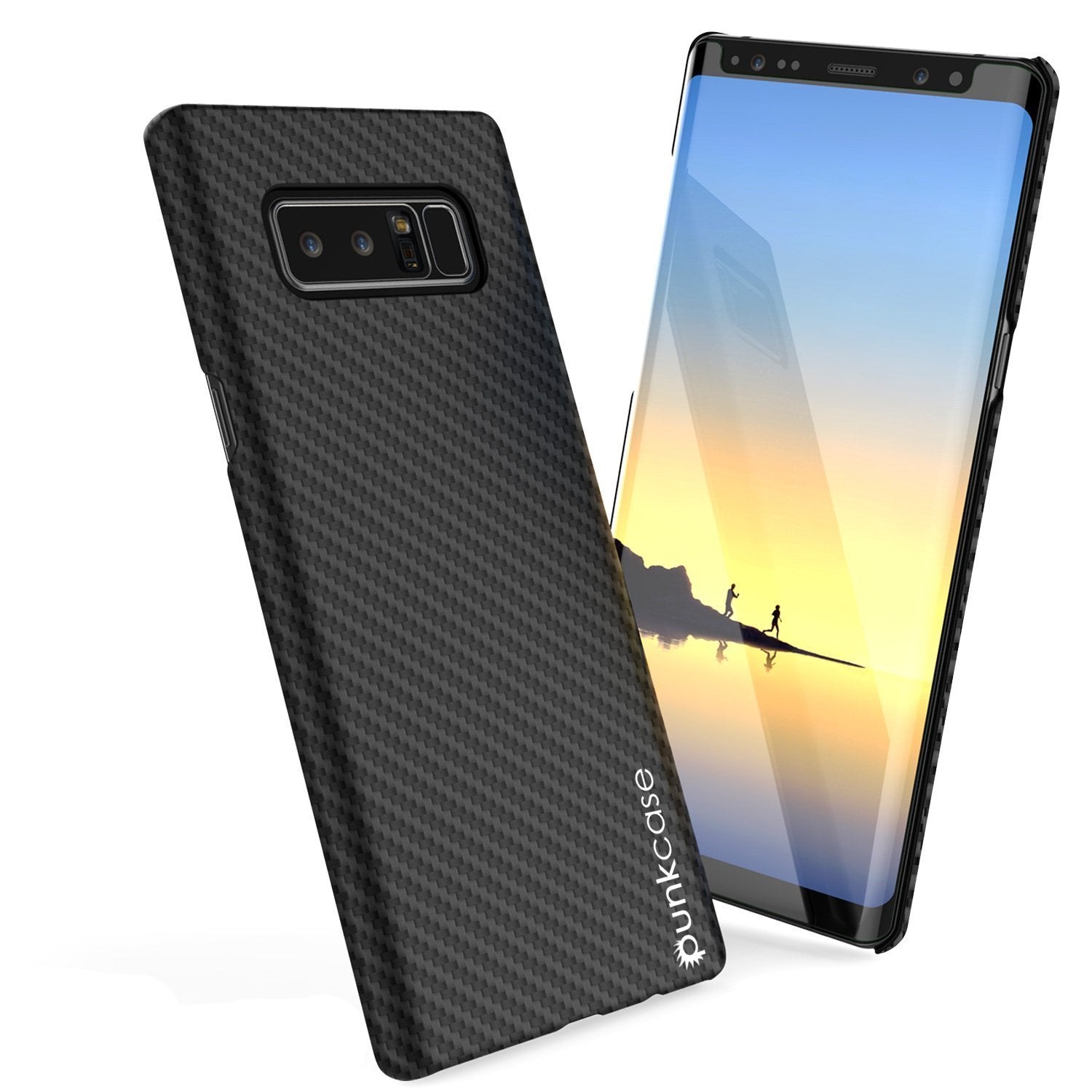 Galaxy Note 8 Case, Punkcase CarbonShield, Heavy Duty & Ultra Thin 2 Piece Dual Layer PU Leather Cover with PUNKSHIELD Screen Protector [jet black]