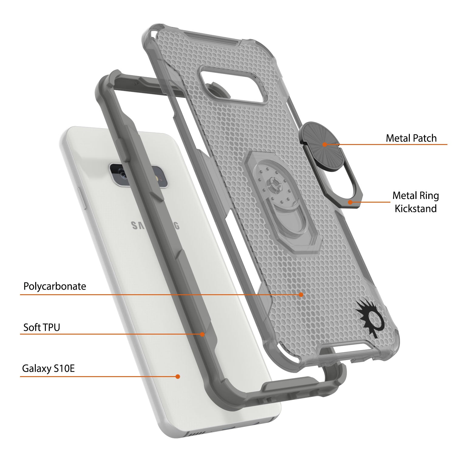 Punkcase Galaxy S10e Case [Magnetix 2.0 Series] Clear Protective TPU Cover W/Kickstand [Grey]