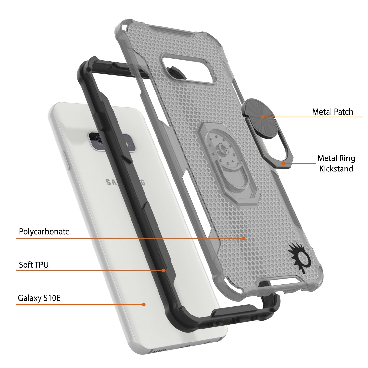 Punkcase Galaxy S10e Case [Magnetix 2.0 Series] Clear Protective TPU Cover W/Kickstand [Black]