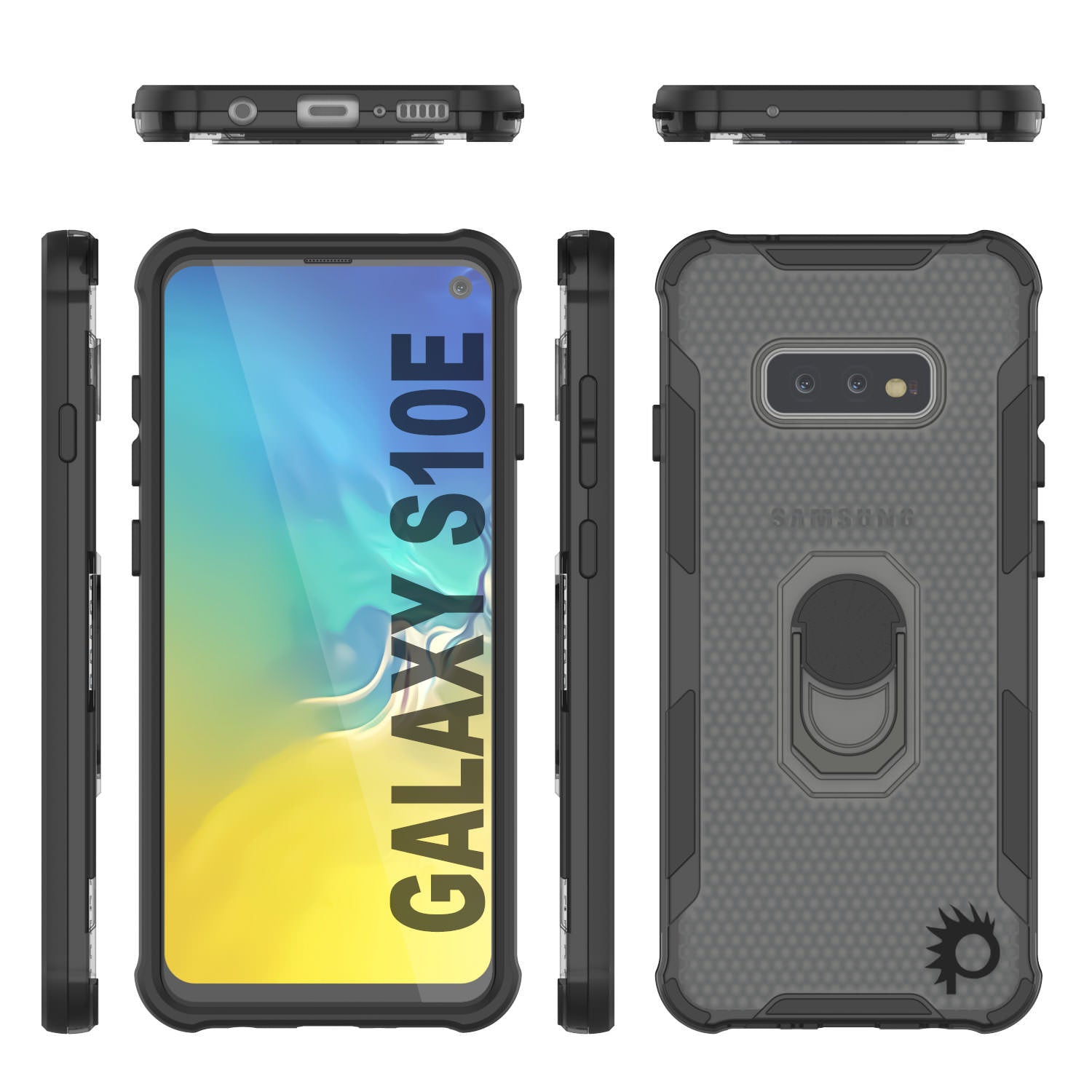 Punkcase Galaxy S10e Case [Magnetix 2.0 Series] Clear Protective TPU Cover W/Kickstand [Black]