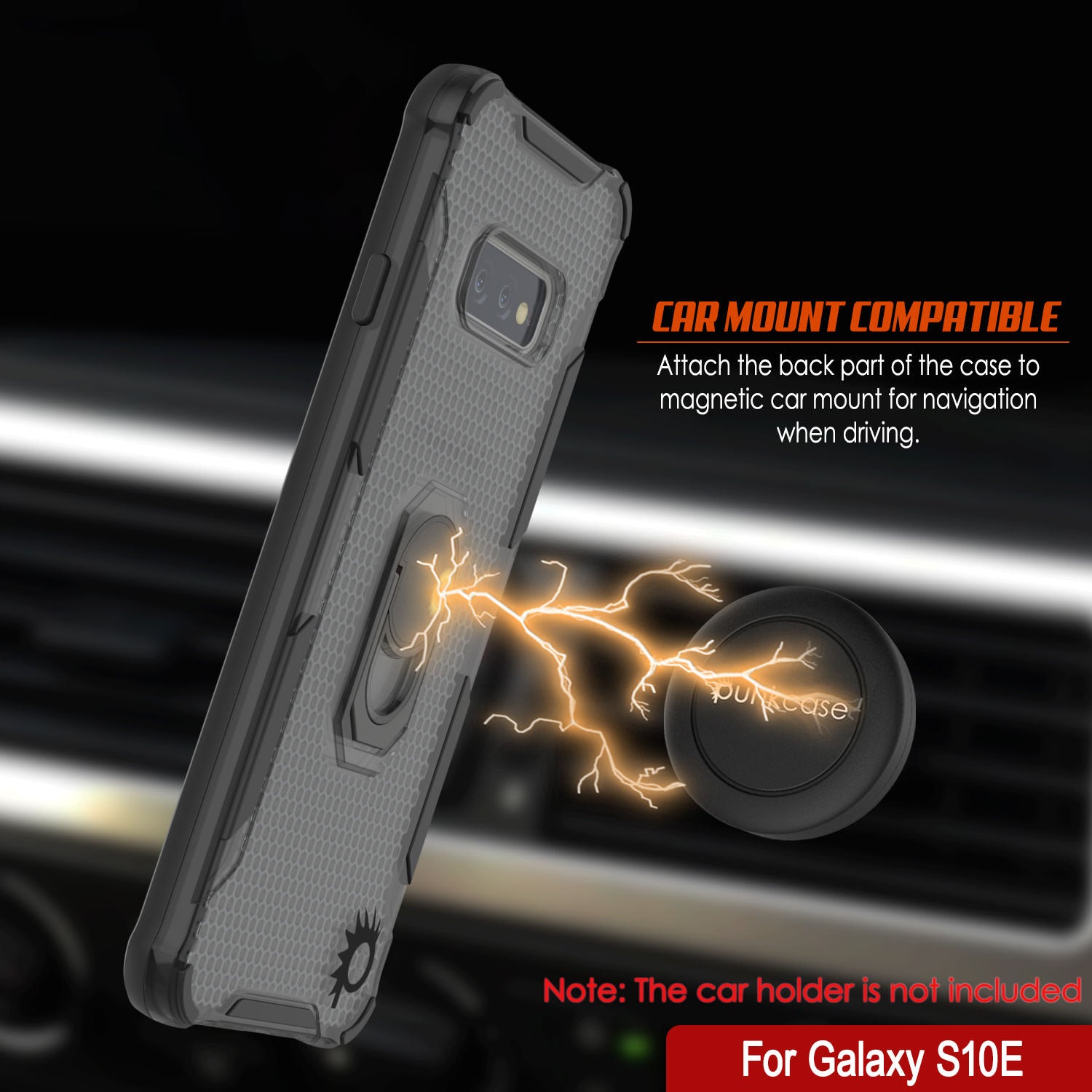 Punkcase Galaxy S10e Case [Magnetix 2.0 Series] Clear Protective TPU Cover W/Kickstand [Black]