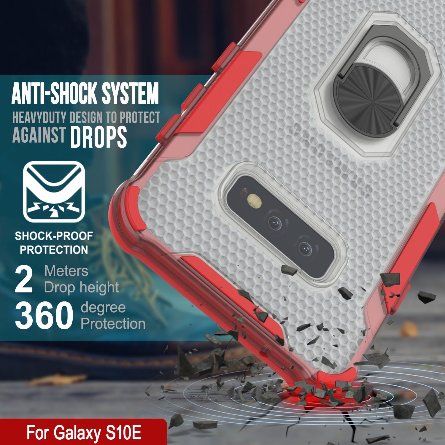 Punkcase Galaxy S10e Case [Magnetix 2.0 Series] Clear Protective TPU Cover W/Kickstand [Red]