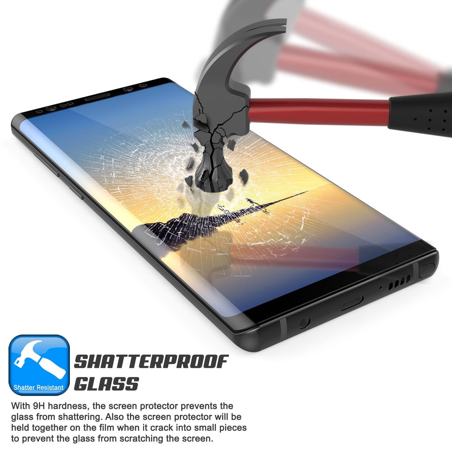 Galaxy Note 9 Black Punkcase Glass SHIELD Tempered Glass Screen Protector 0.33mm Thick 9H Glass