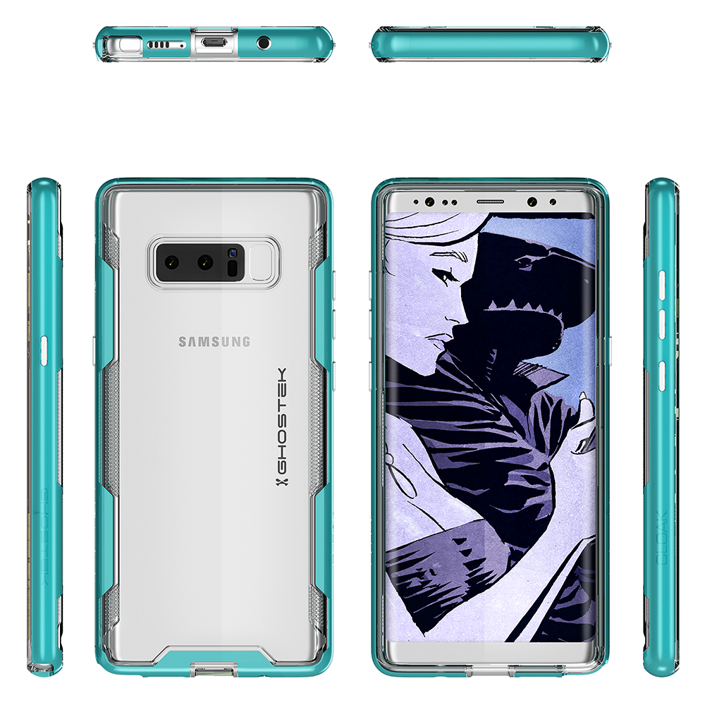 Galaxy Note 8 Case, Ghostek Cloak 3 Galaxy Note 8 Clear Transparent Bumper Case Note8 2017 | TEAL