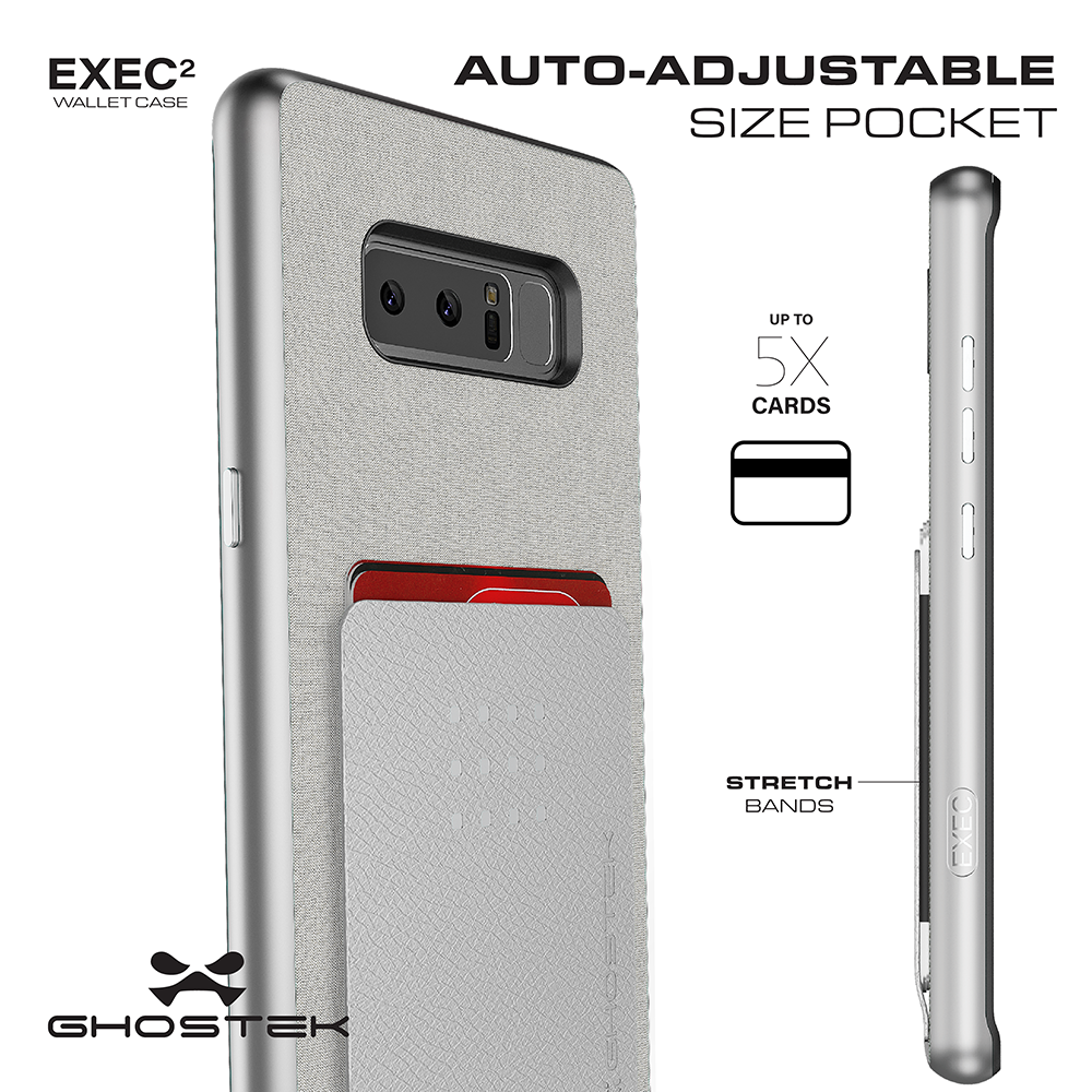 Galaxy Note 8 Case, Ghostek Exec 2 Slim Hybrid Impact Wallet Case for Samsung Galaxy Note 8 Armor | Black