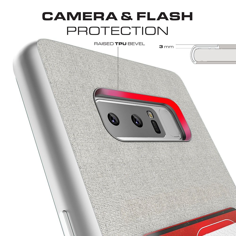 Galaxy Note 8 Case, Ghostek Exec 2 Slim Hybrid Impact Wallet Case for Samsung Galaxy Note 8 Armor | Silver