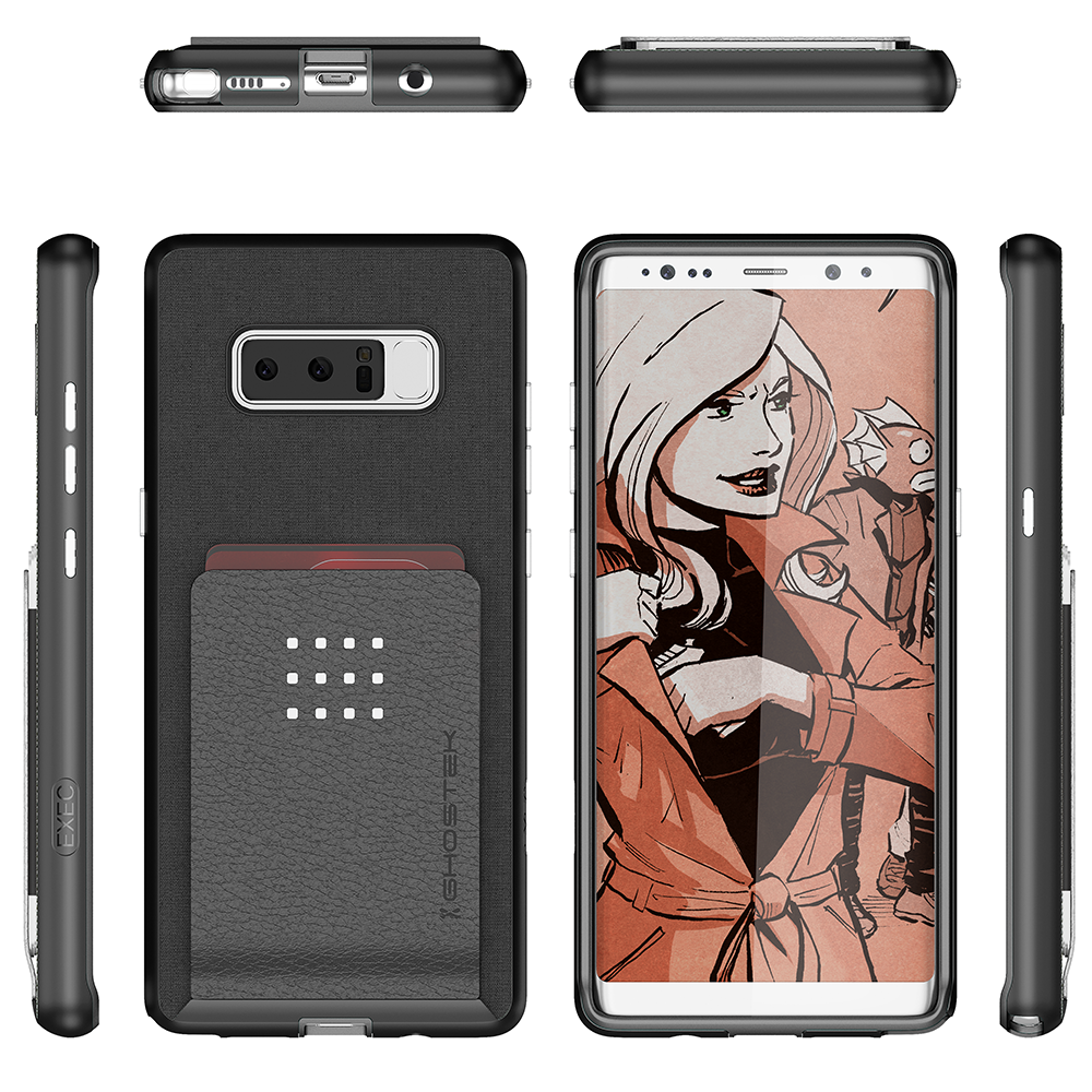 Galaxy Note 8 Case , Ghostek Exec 2 Galaxy Note 8 Case Slim Dual Layer Wallet Design Card Slot Holder [BLACK]