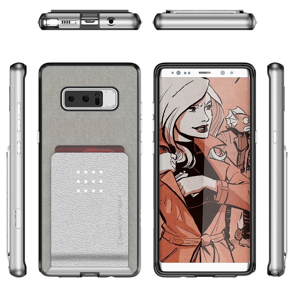 Galaxy Note 8 Case , Ghostek Exec 2 Galaxy Note 8 Case Slim Dual Layer Wallet Design Card Slot Holder [SILVER]