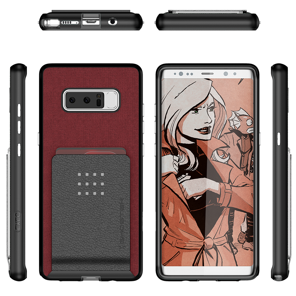 Galaxy Note 8 Case , Ghostek Exec 2 Galaxy Note 8 Case Slim Dual Layer Wallet Design Card Slot Holder [RED]