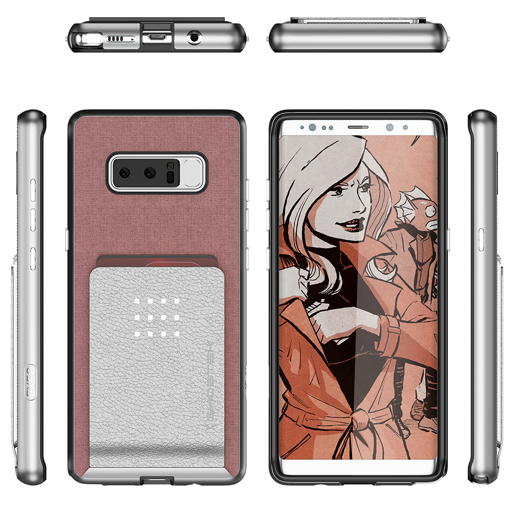 Galaxy Note 8 Case, Ghostek Exec 2 Slim Hybrid Impact Wallet Case for Samsung Galaxy Note 8 Armor | Pink
