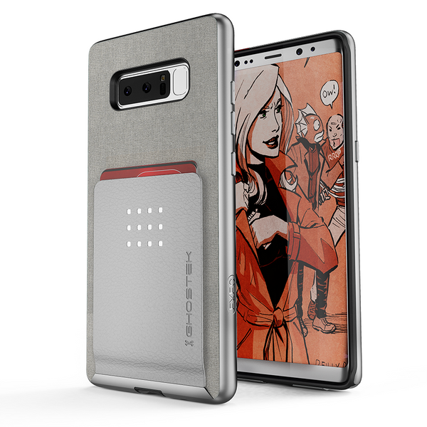 Galaxy Note 8 Case , Ghostek Exec 2 Galaxy Note 8 Case Slim Dual Layer Wallet Design Card Slot Holder [SILVER]