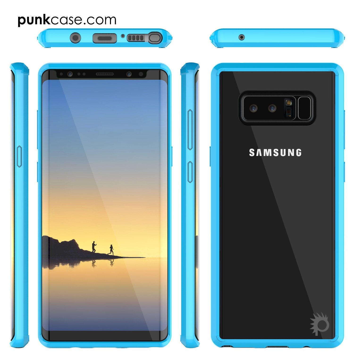 Galaxy Note 8 Case, PUNKcase [LUCID 2.0 Series] [Slim Fit] Armor Cover w/Integrated Anti-Shock System & PUNKSHIELD Screen Protector [Light Blue]
