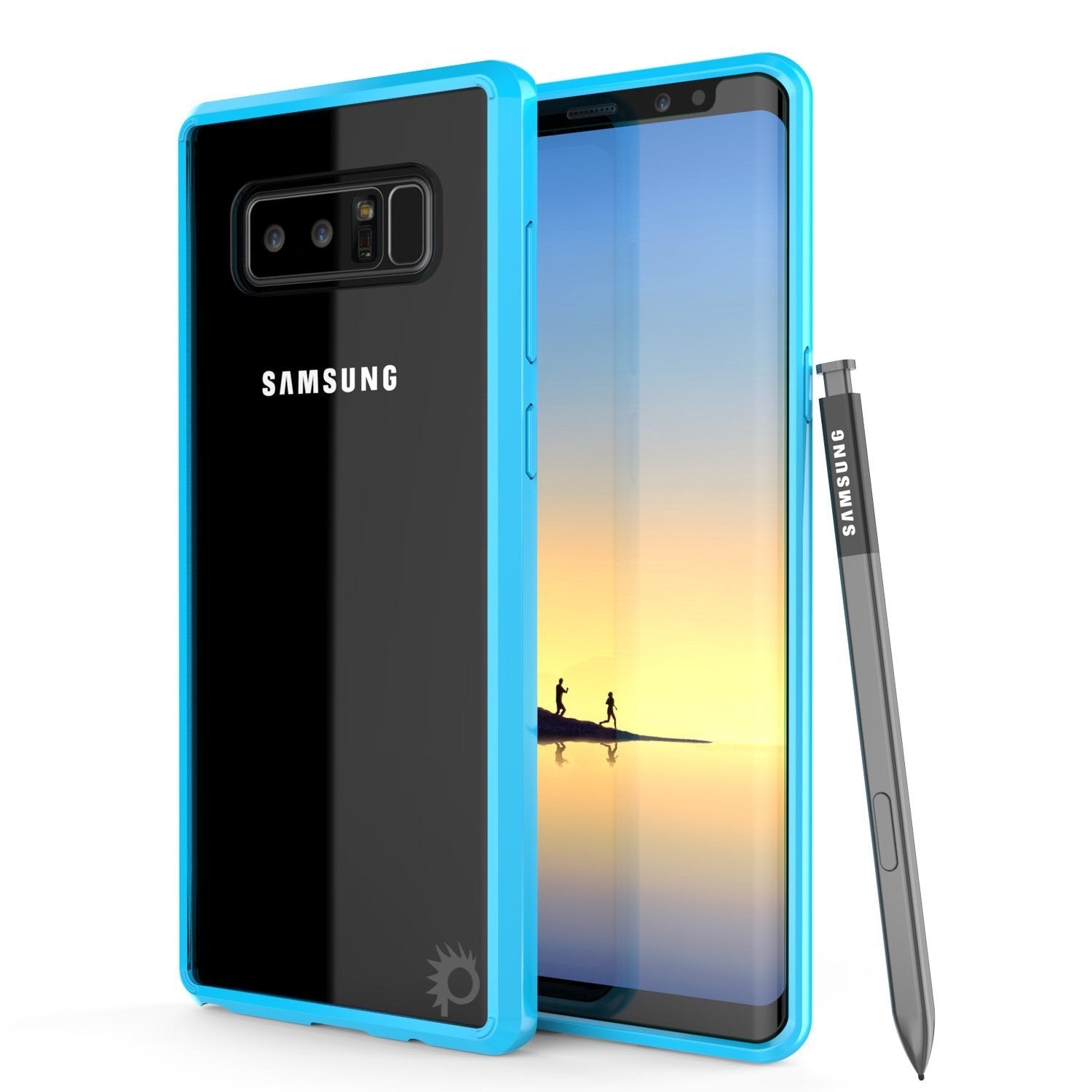 Galaxy Note 8 Case, PUNKcase [LUCID 2.0 Series] [Slim Fit] Armor Cover w/Integrated Anti-Shock System & PUNKSHIELD Screen Protector [Light Blue]