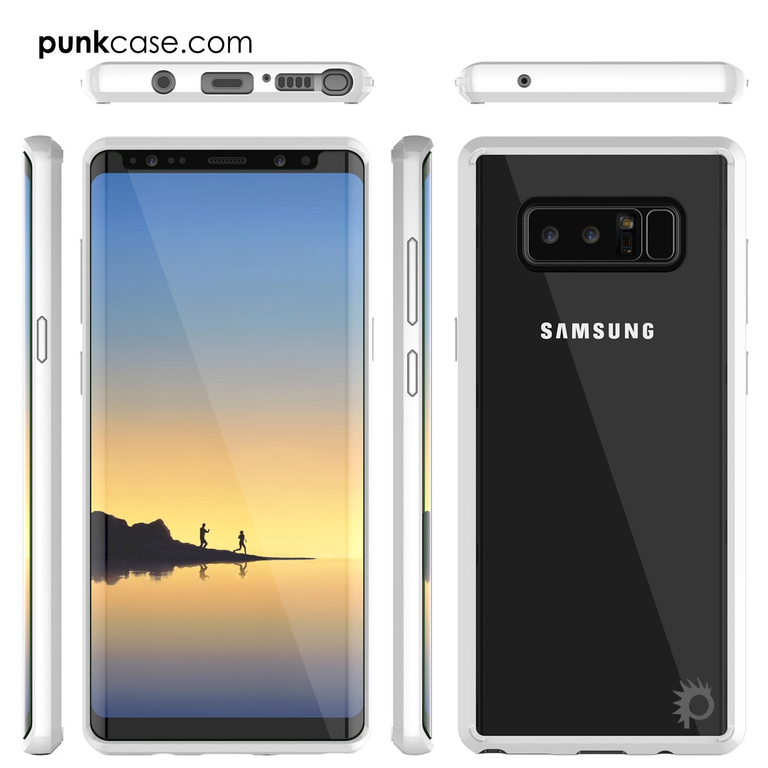 Galaxy Note 8 Case, PUNKcase [LUCID 2.0 Series] [Slim Fit] Armor Cover w/Integrated Anti-Shock System & PUNKSHIELD Screen Protector [White]