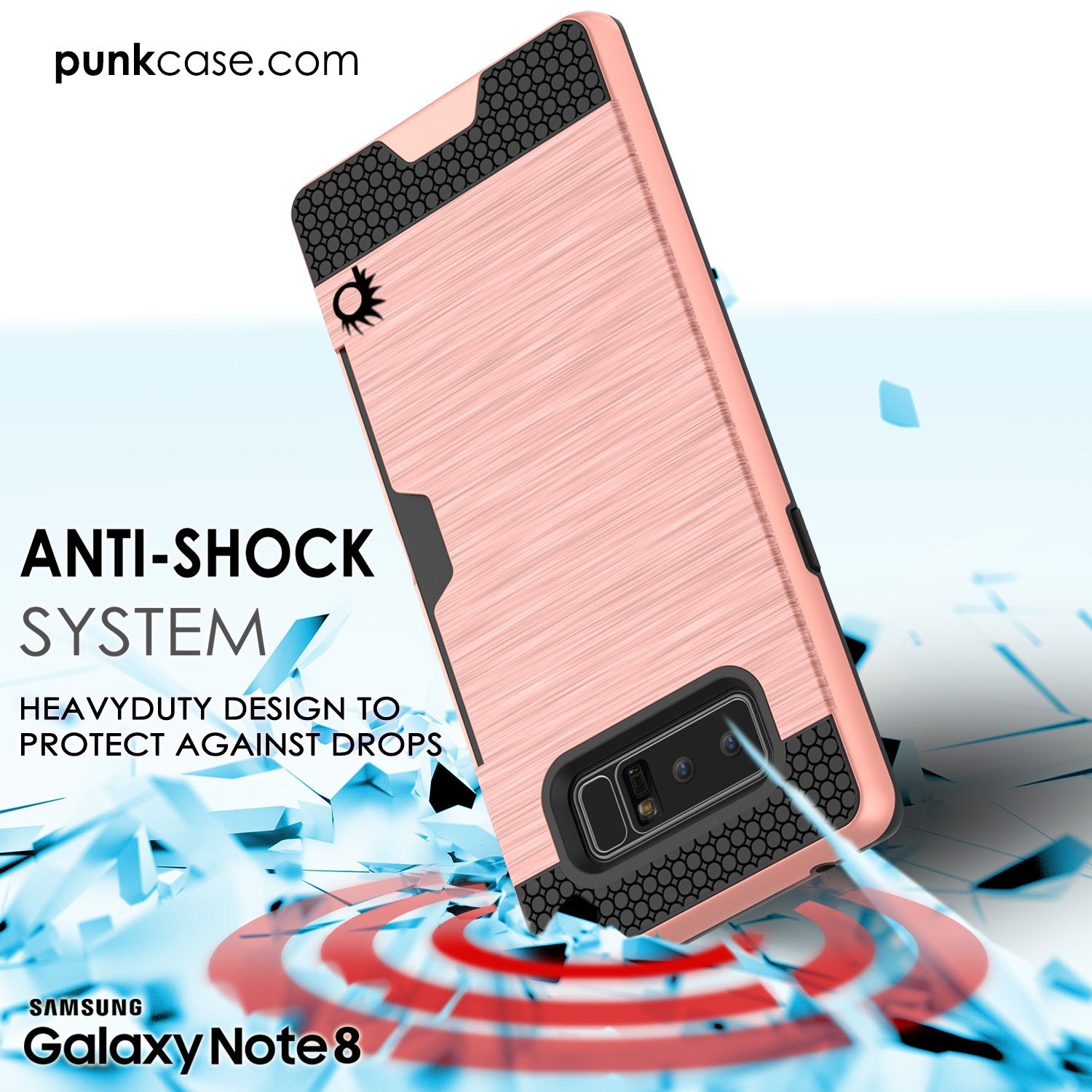 Galaxy Note 8 Case, PUNKcase [SLOT Series] Slim Fit for Samsung Note 8 [Rose]