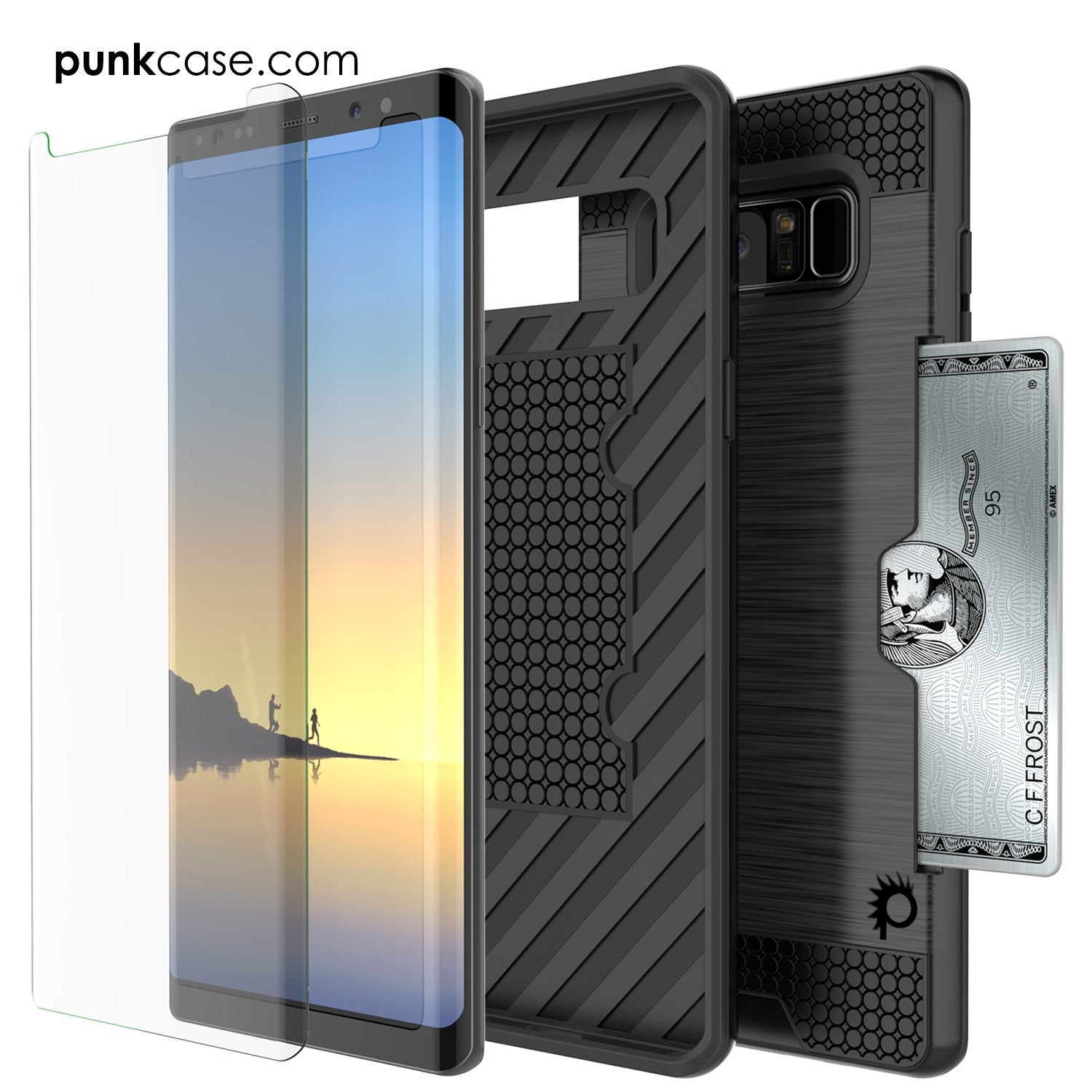 Galaxy Note 8 Case, PUNKcase [SLOT Series] Slim Fit for Samsung Note 8 [Black]