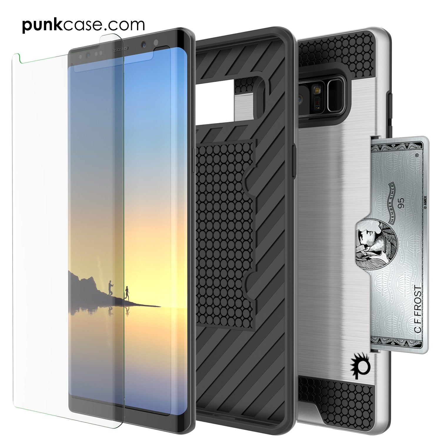 Galaxy Note 8 Case, PUNKcase [SLOT Series] Slim Fit for Samsung Note 8 [Silver]