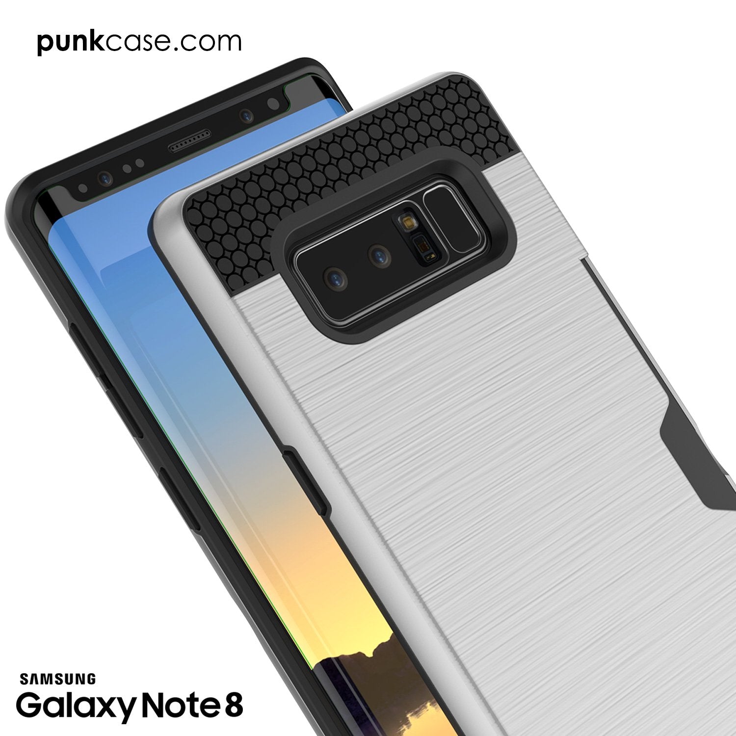 Galaxy Note 8 Case, PUNKcase [SLOT Series] Slim Fit for Samsung Note 8 [Silver]