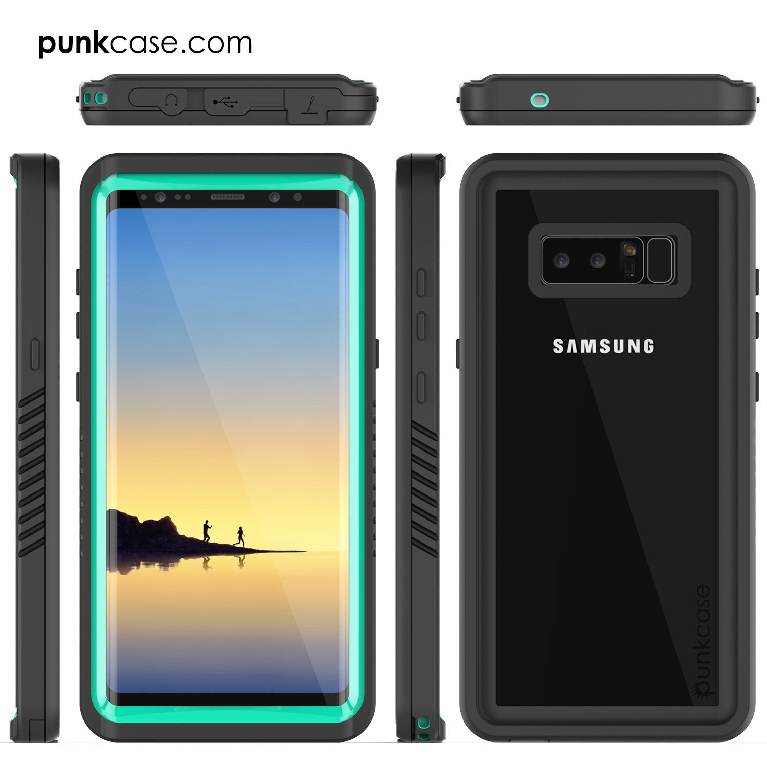 Galaxy Note 8 Case, Punkcase [Extreme Series] [Slim Fit] [IP68 Certified] [Shockproof] Armor Cover W/ Built In Screen Protector [Teal]