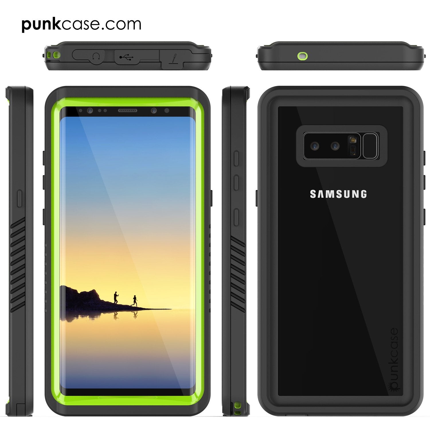 Galaxy Note 8 Case, Punkcase [Extreme Series] [Slim Fit] [IP68 Certified] [Shockproof] Armor Cover W/ Built In Screen Protector [Light Green]
