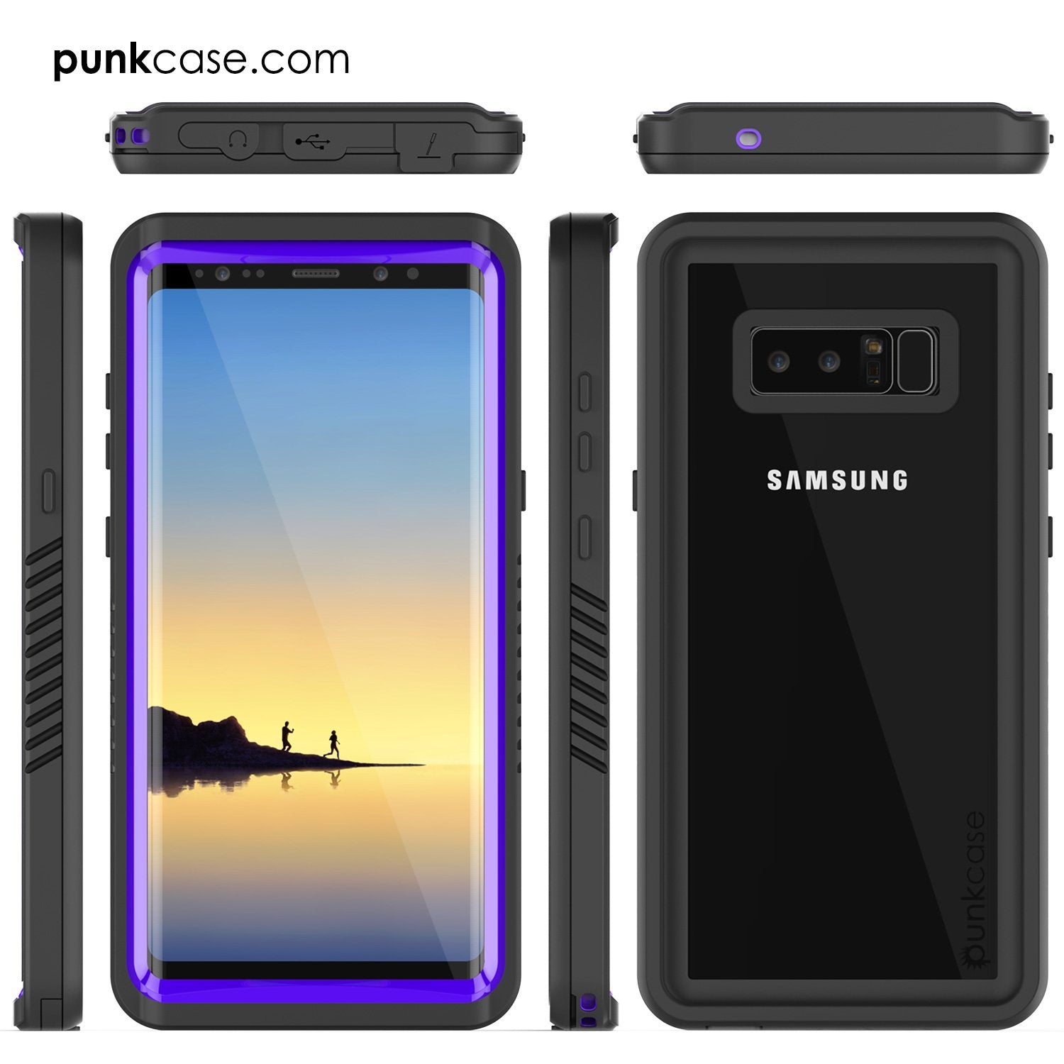 Galaxy Note 8 Case, Punkcase [Extreme Series] [Slim Fit] [IP68 Certified] [Shockproof] Armor Cover W/ Built In Screen Protector [Purple]