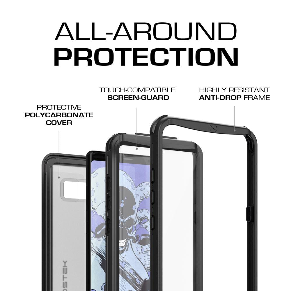 Galaxy Note 8, Ghostek Nautical Series  for Galaxy Note 8 Rugged Waterproof Case | BLACK
