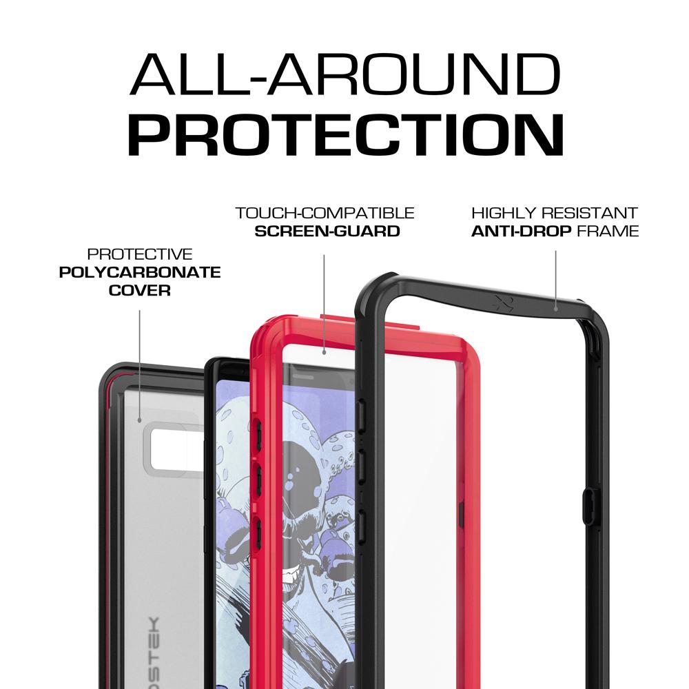 Galaxy Note 8, Ghostek Nautical Series  for Galaxy Note 8 Rugged Waterproof Case | RED